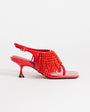 Topshop Night beaded toe thong heeled sandal in red