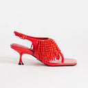 Topshop Night beaded toe thong heeled sandal in red