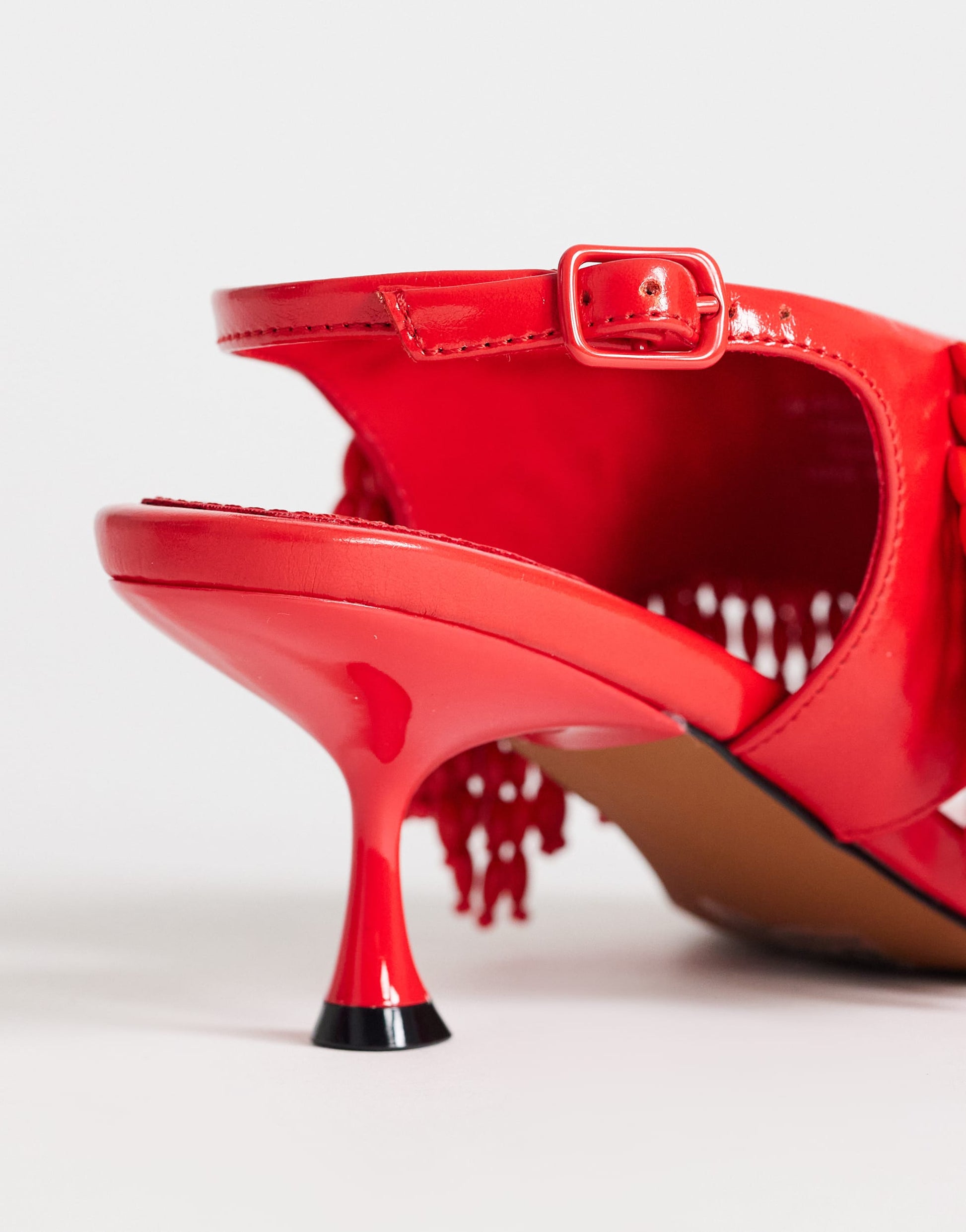 Topshop Night beaded toe thong heeled sandal in red