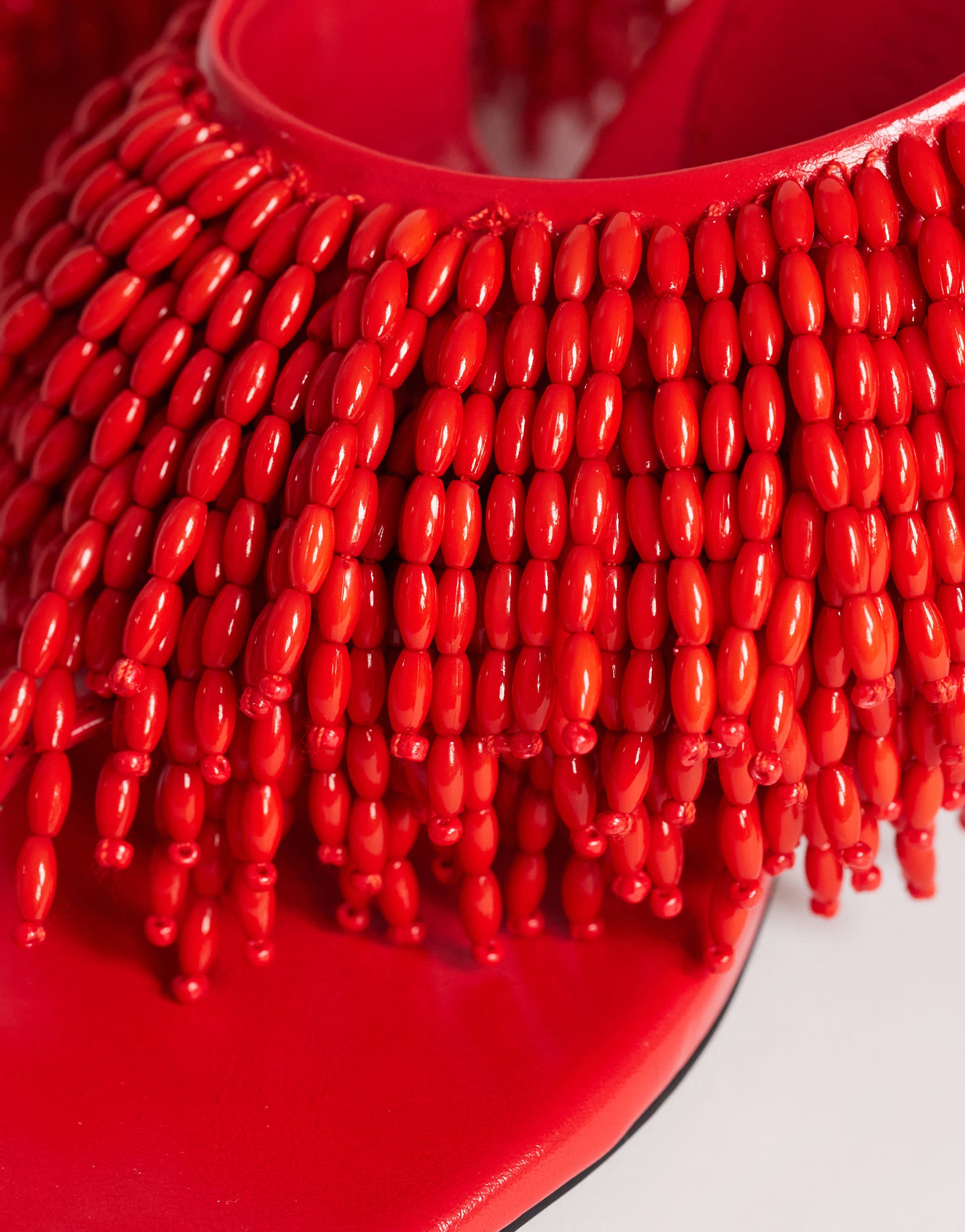 Topshop Night beaded toe thong heeled sandal in red
