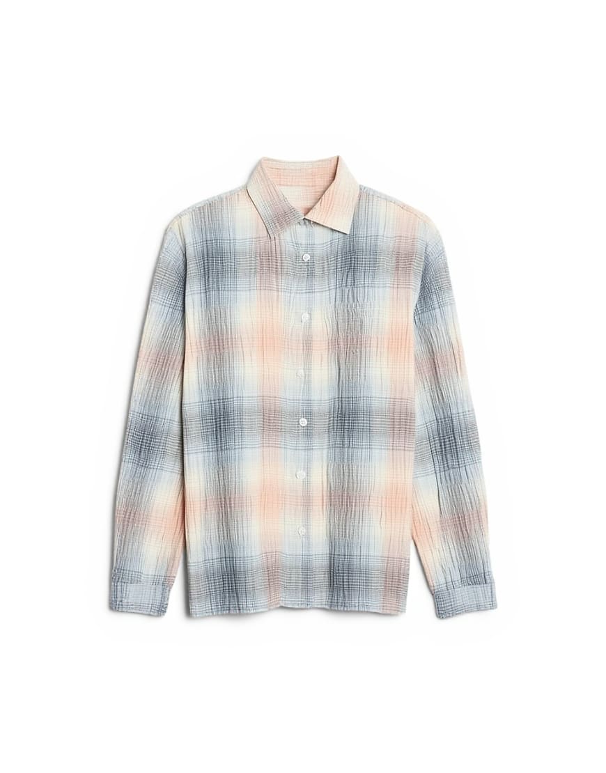 Topman oversized fit crinkle check shirt in grey