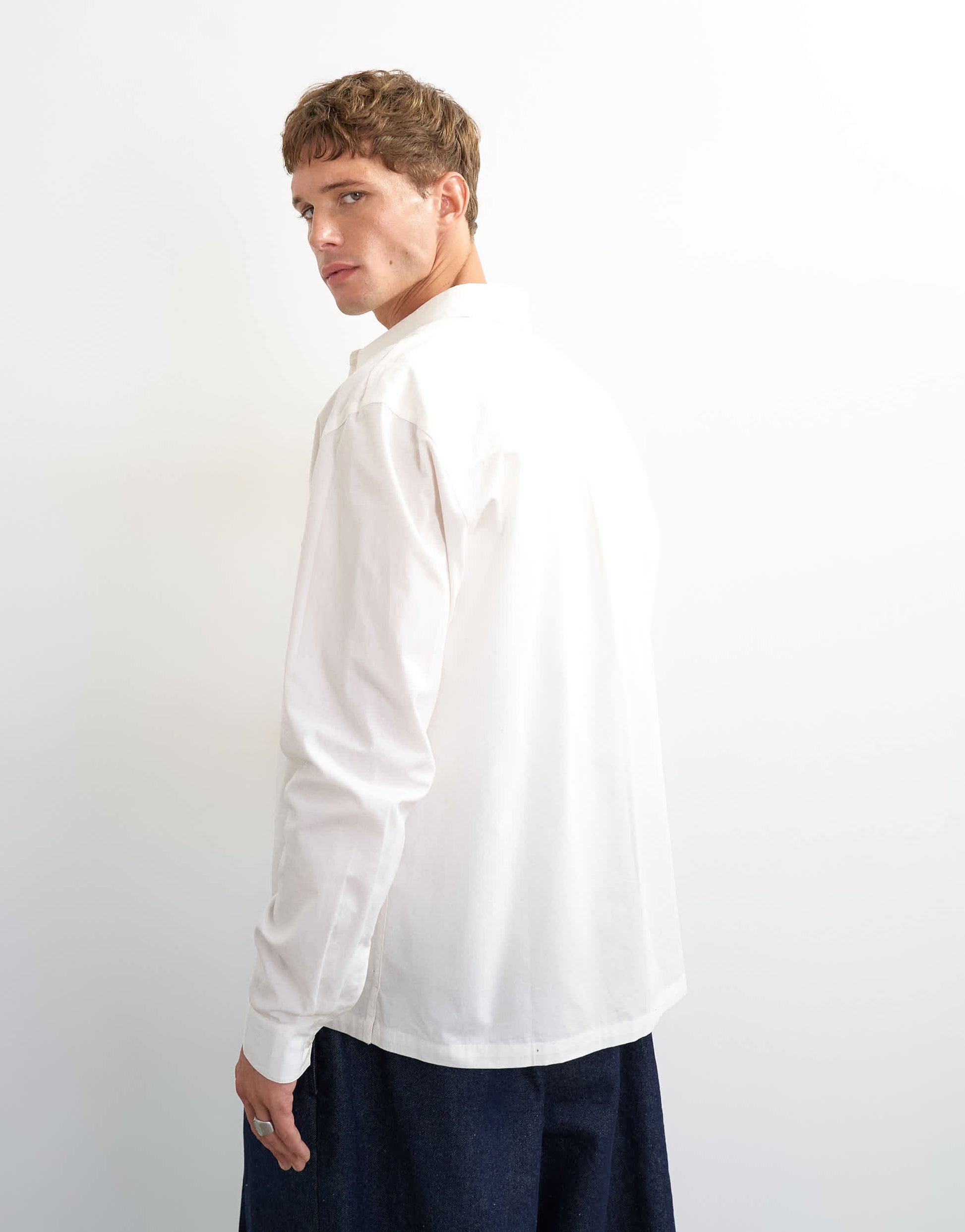 Topman relaxed fit poplin utility shirt in ecru