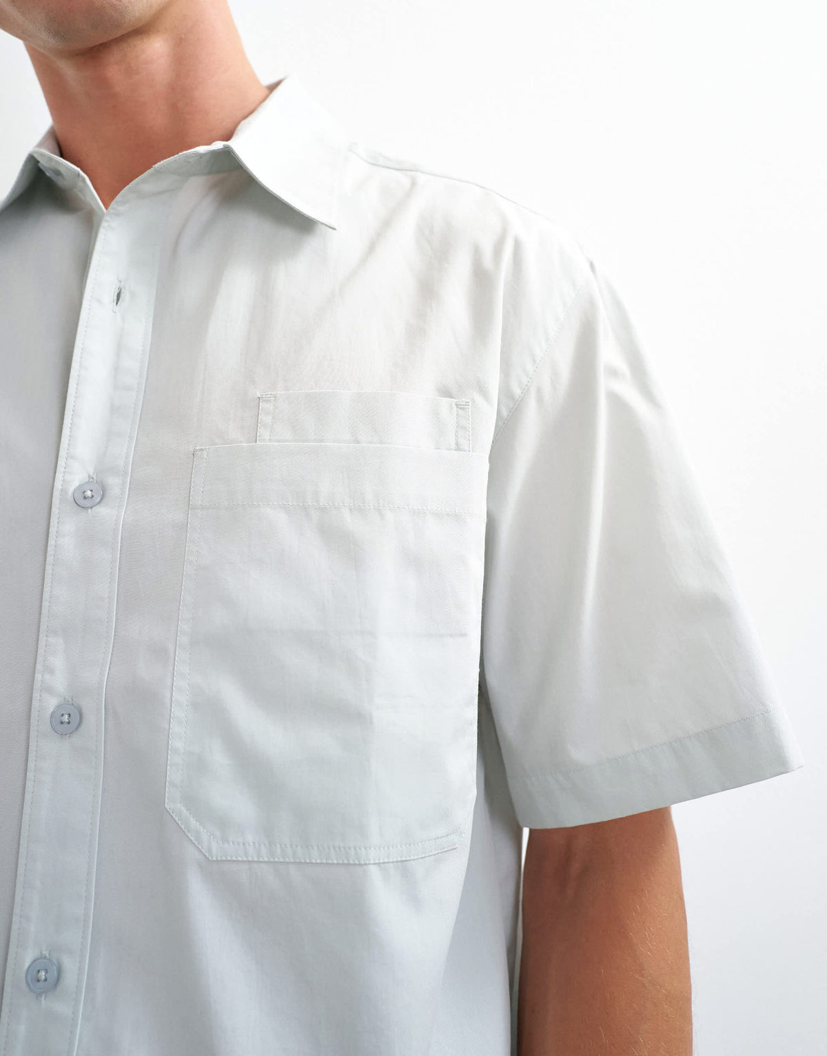 Topman relaxed fit crop poplin shirt in sage