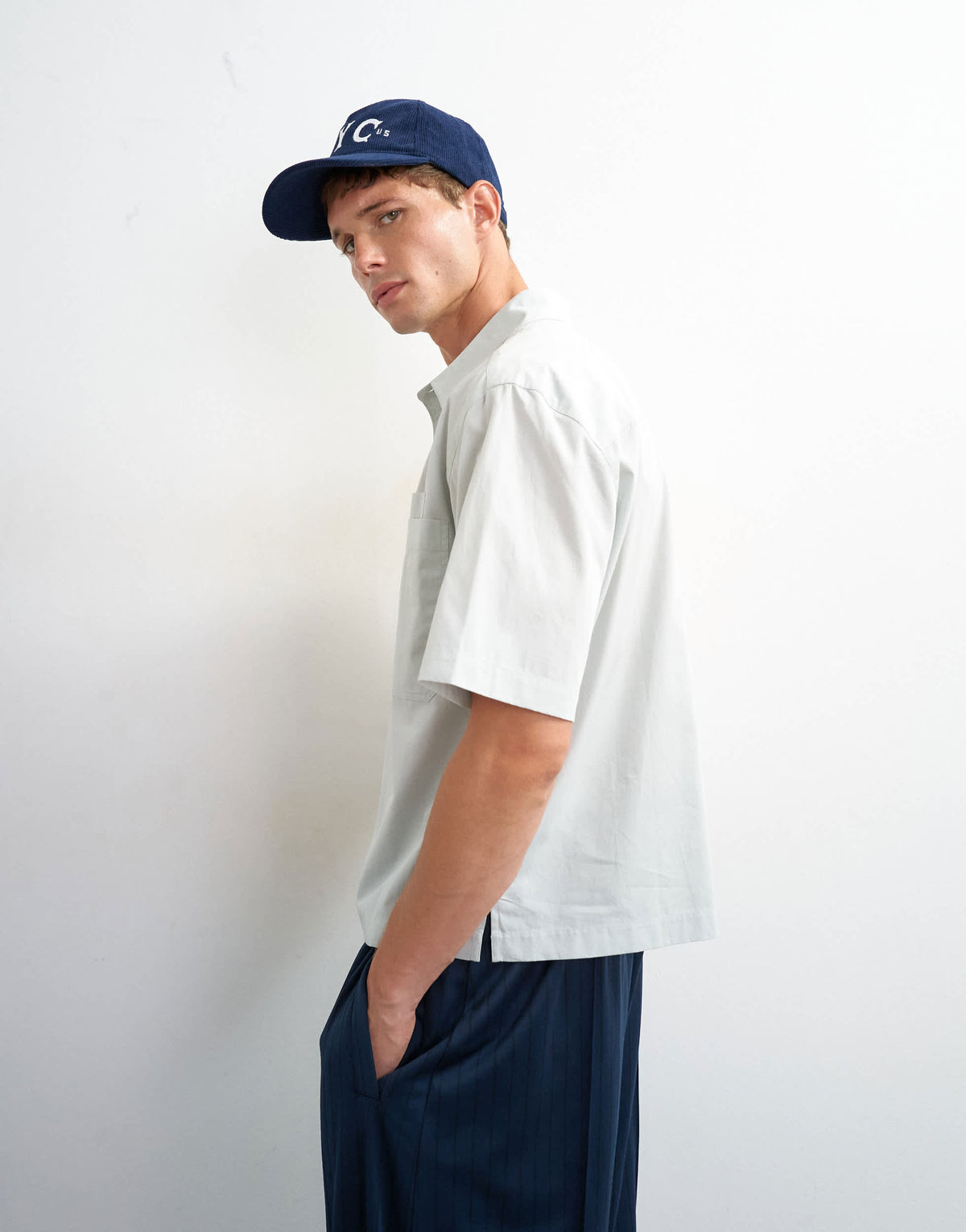 Topman relaxed fit crop poplin shirt in sage
