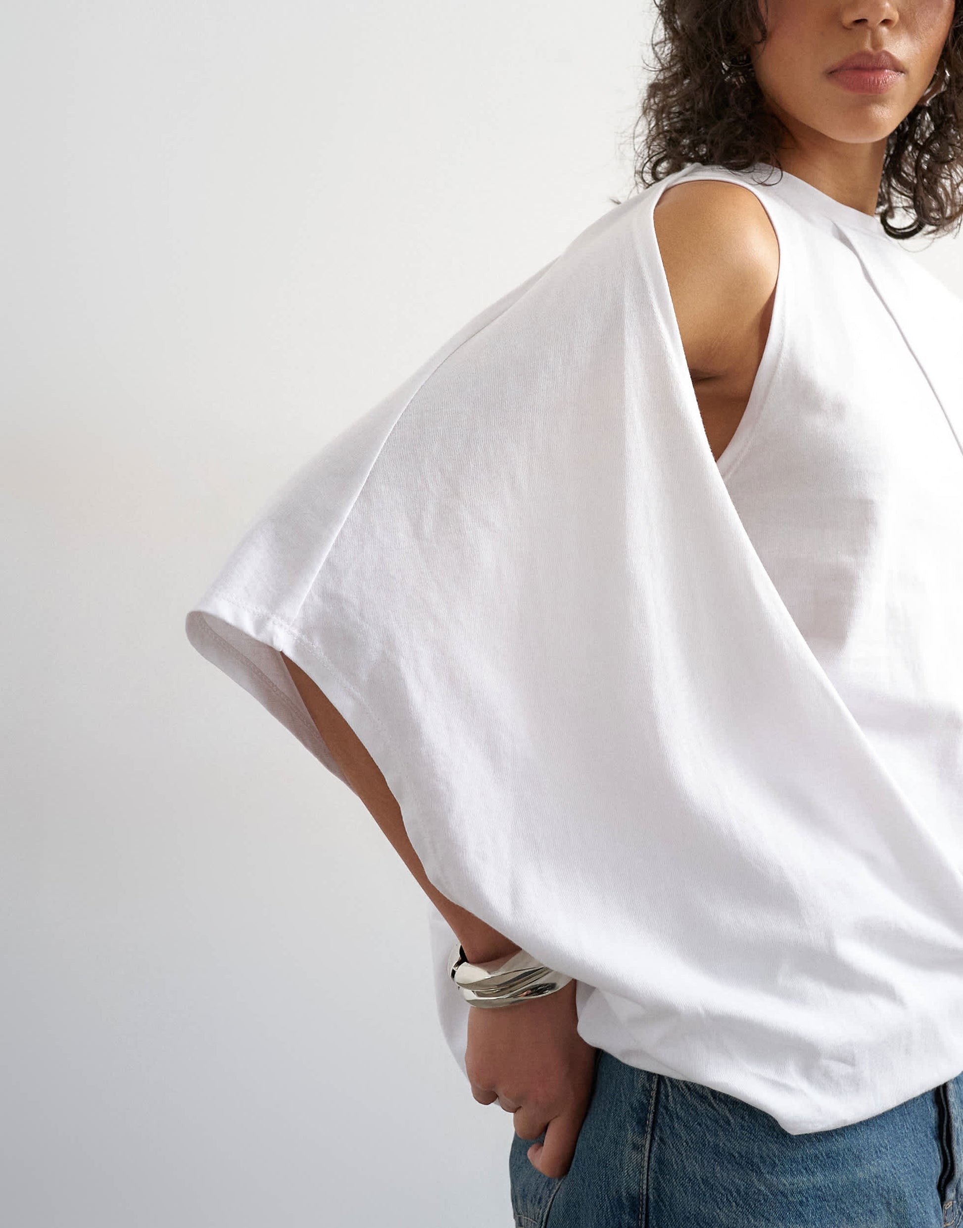 Topshop cape draped tee in white
