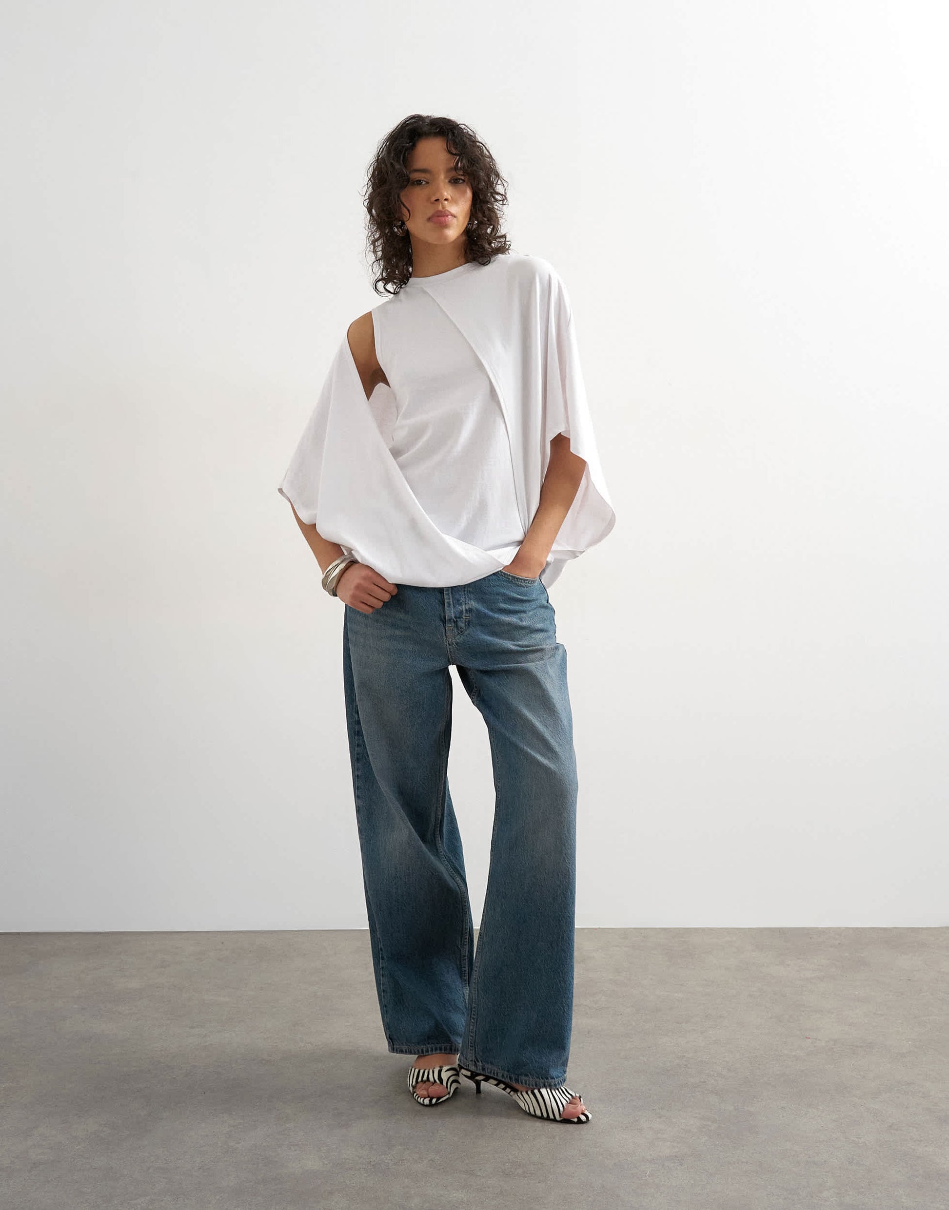 Topshop cape draped tee in white