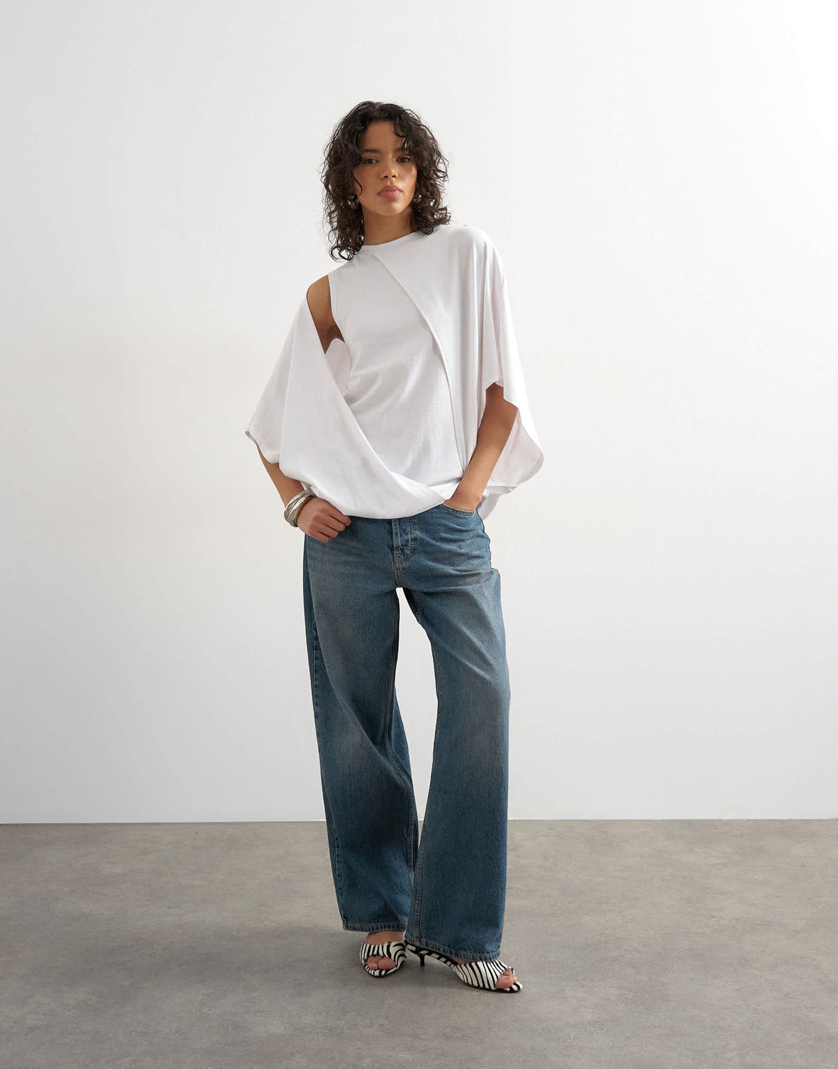 Topshop cape draped tee in white
