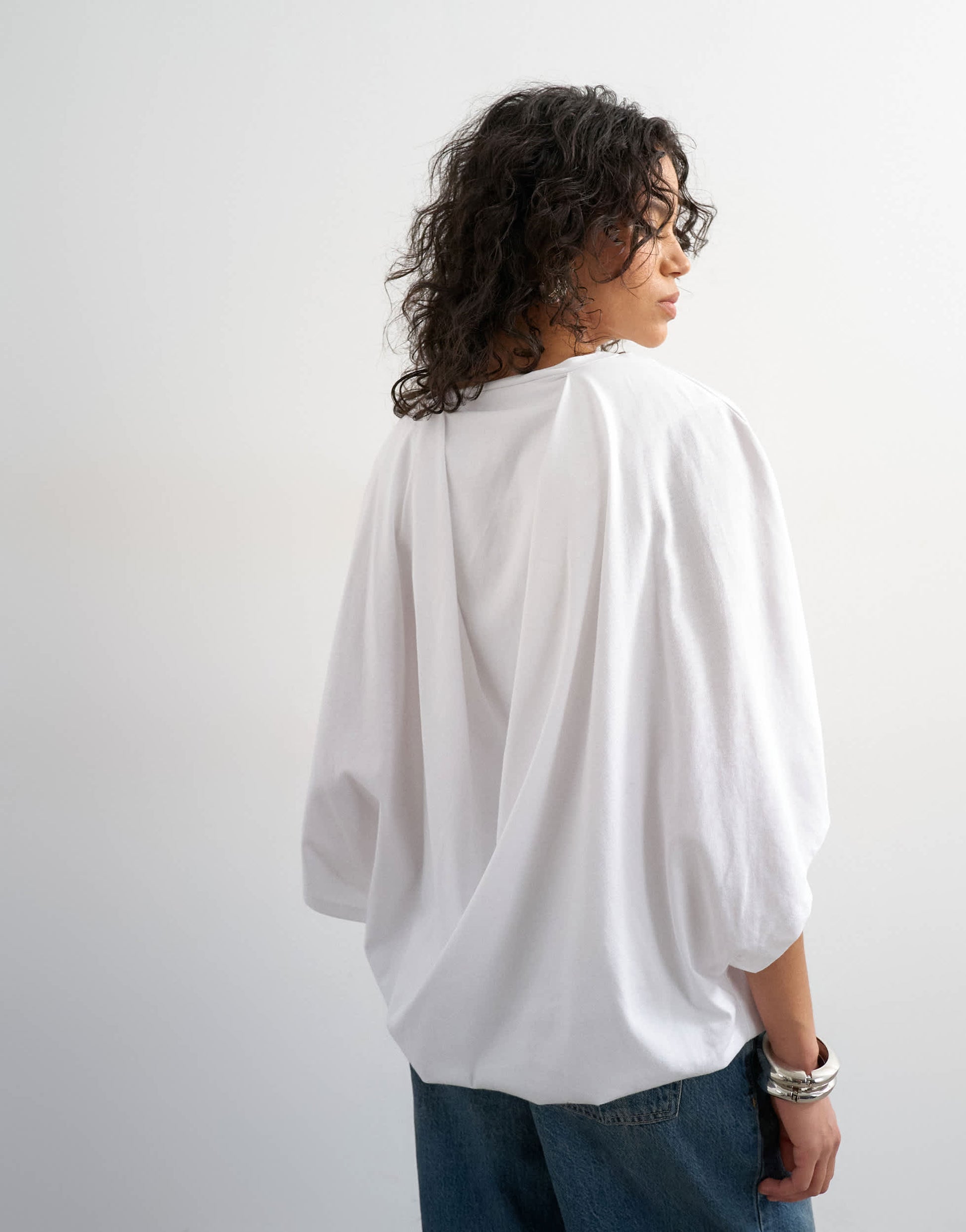 Topshop cape draped tee in white