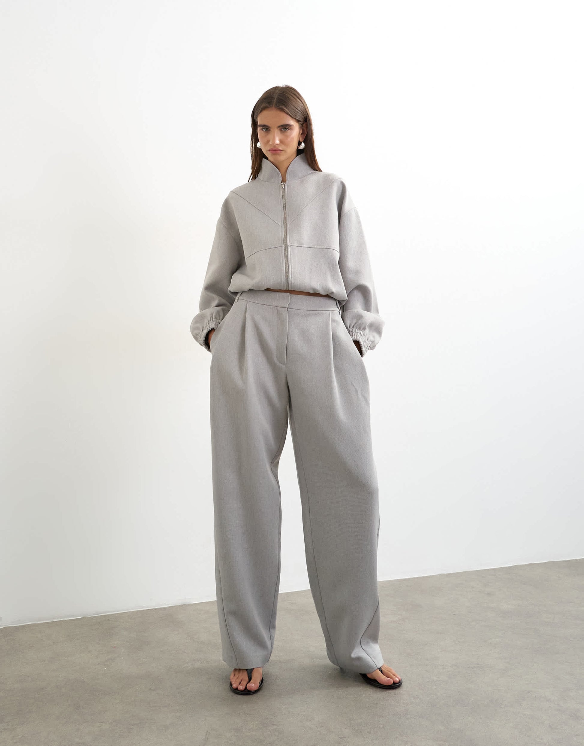 Topshop co ord twisted seam slim trouser in grey 