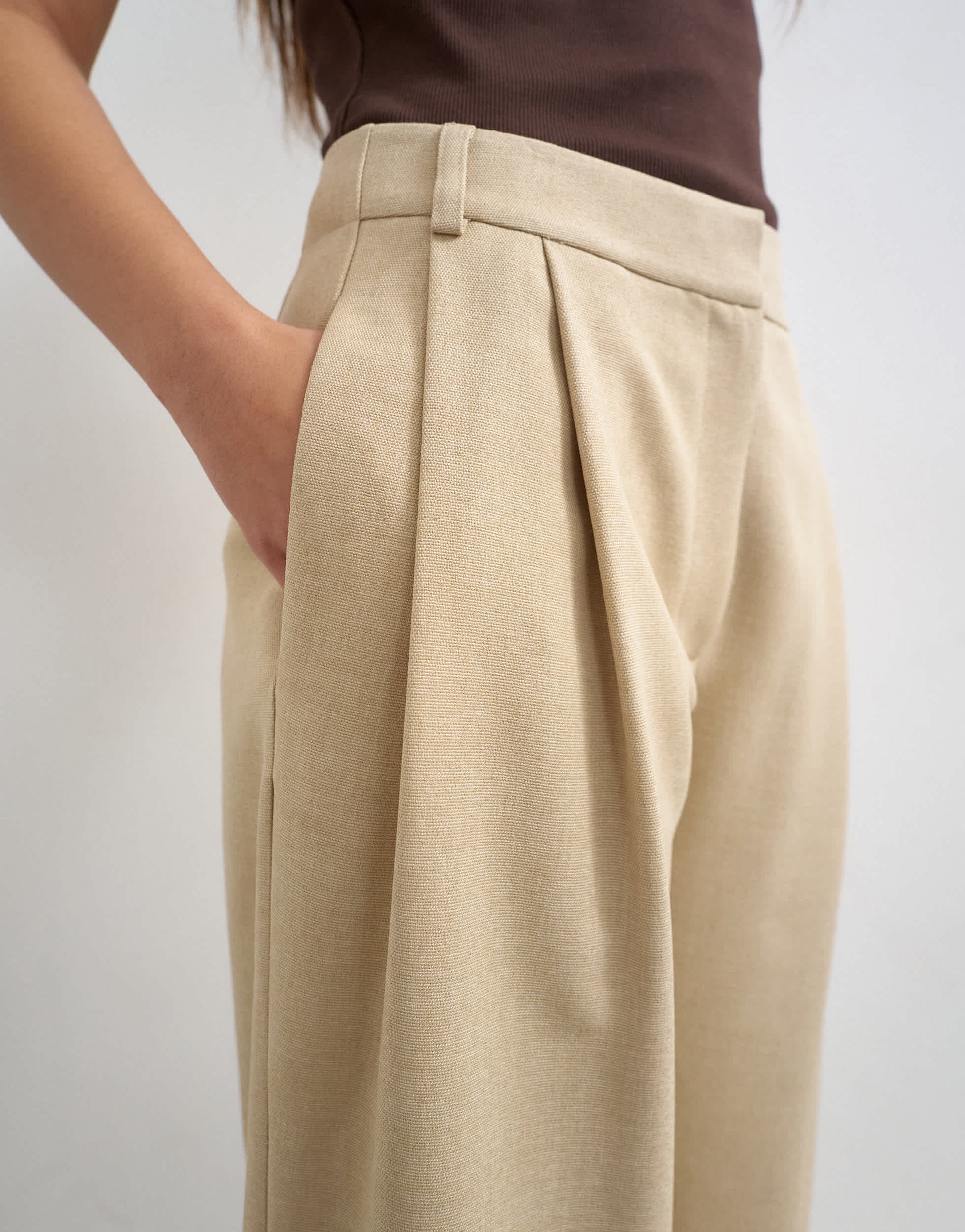 Topshop co ord twisted seam slim trouser in sand