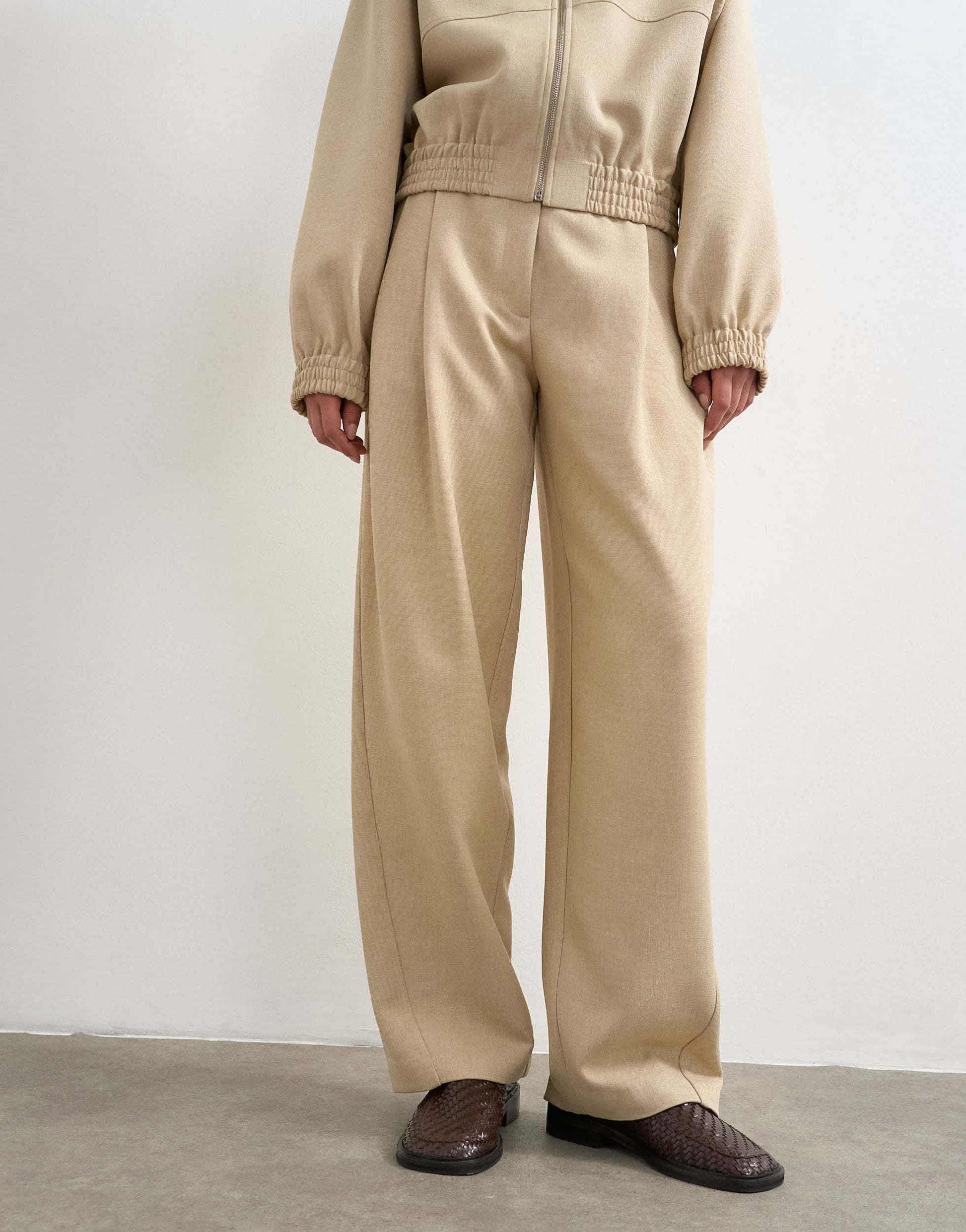 Topshop co ord twisted seam slim trouser in sand
