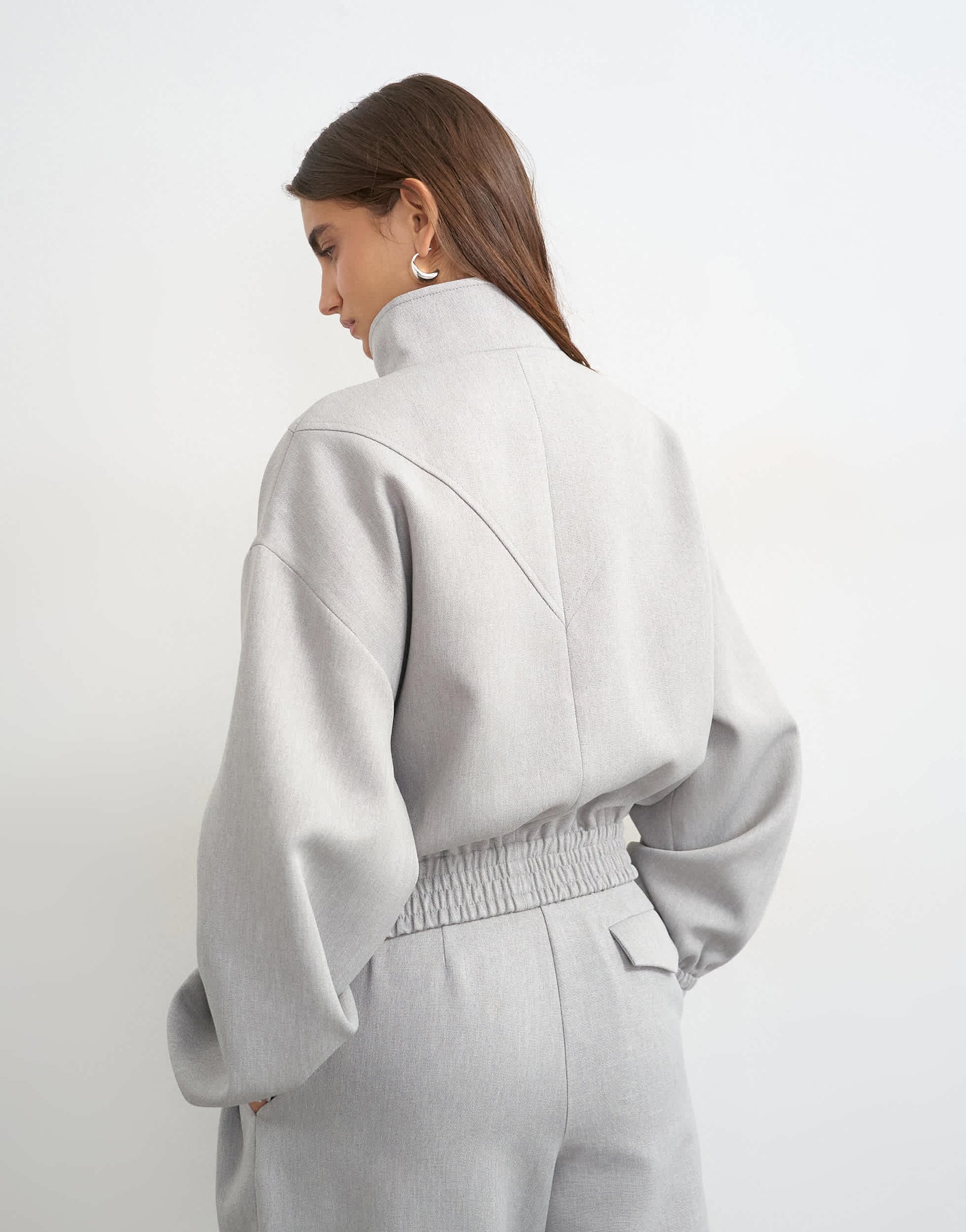 Topshop co ord funnel neck jacket in grey 