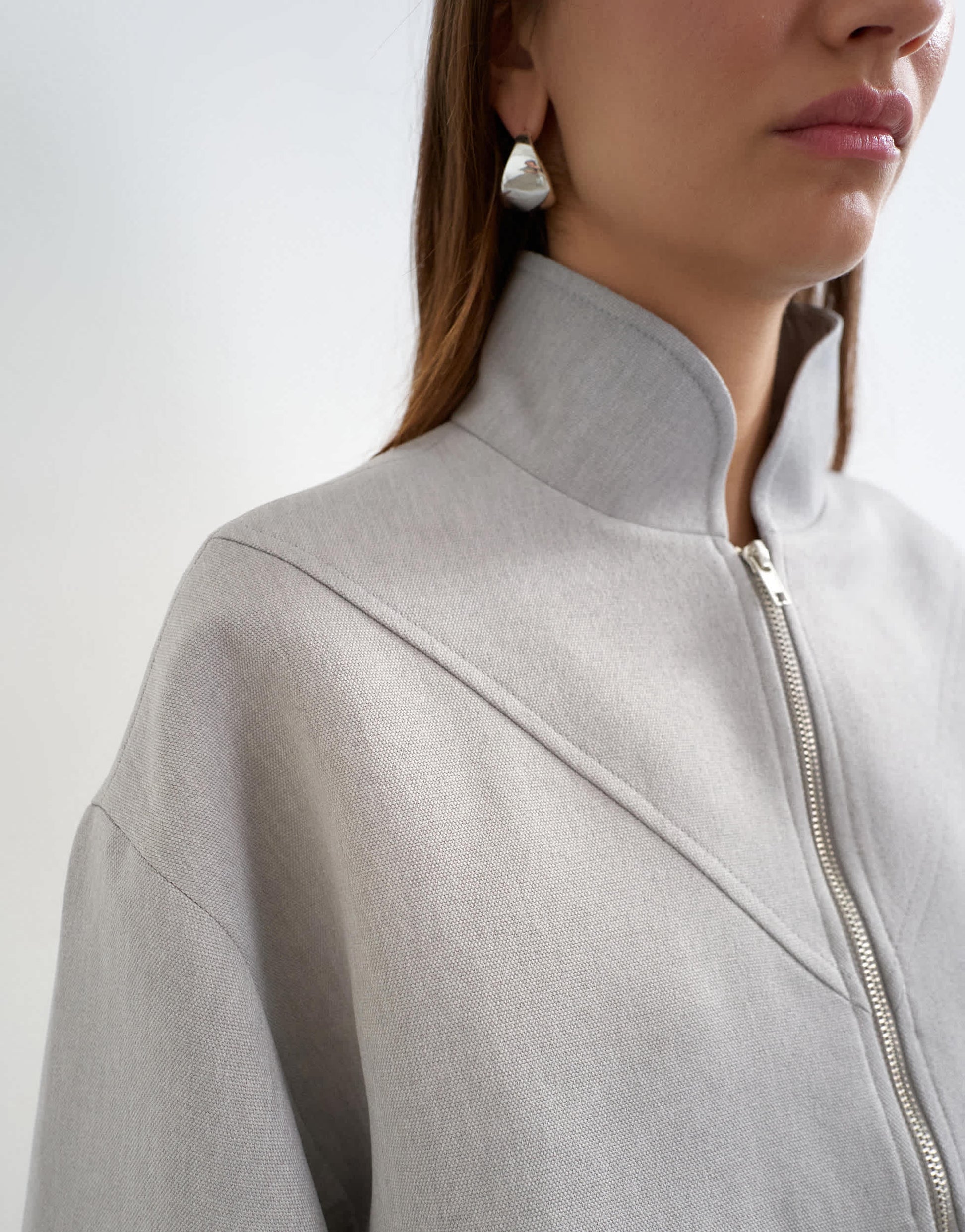 Topshop co ord funnel neck jacket in grey 
