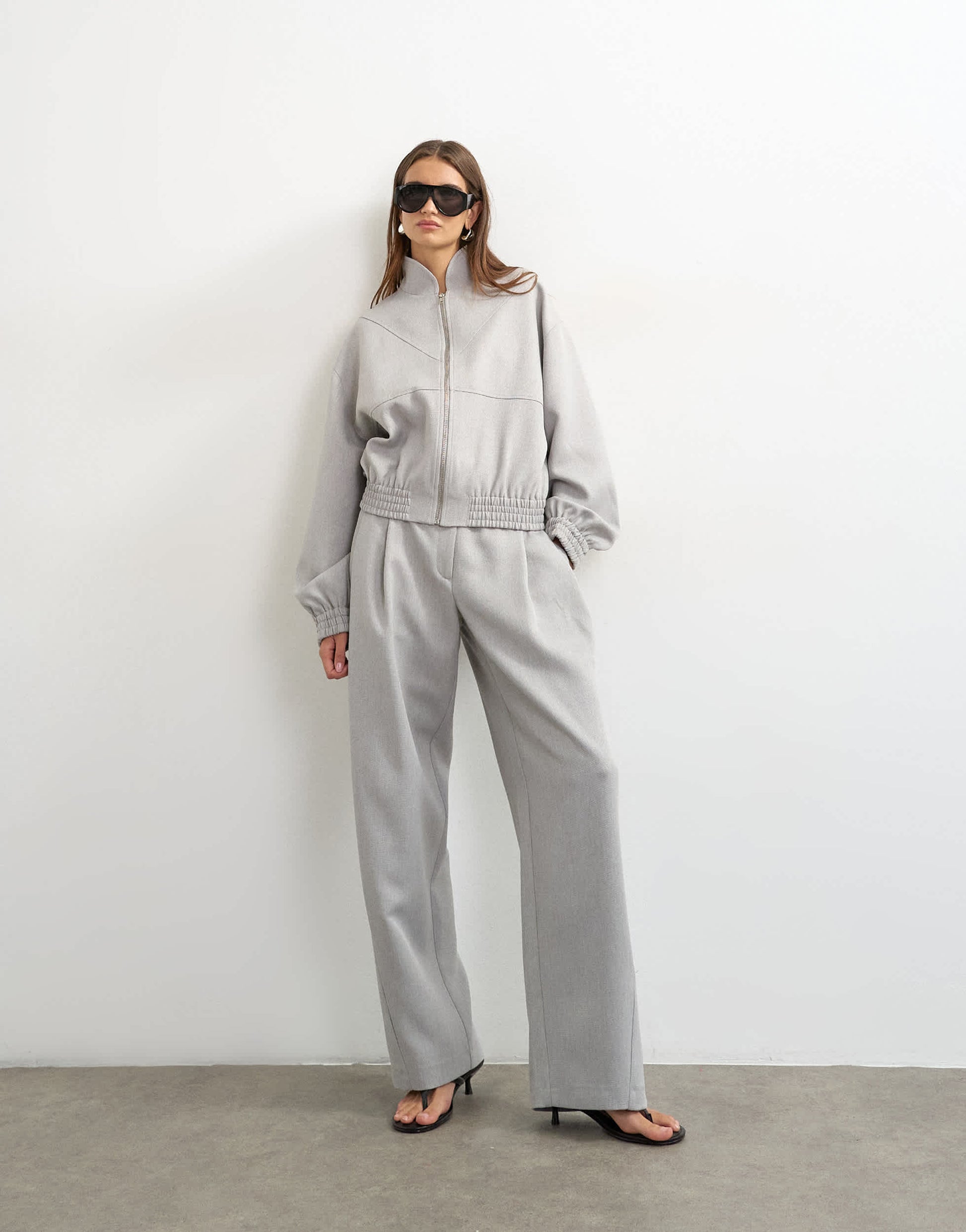 Topshop co ord funnel neck jacket in grey 