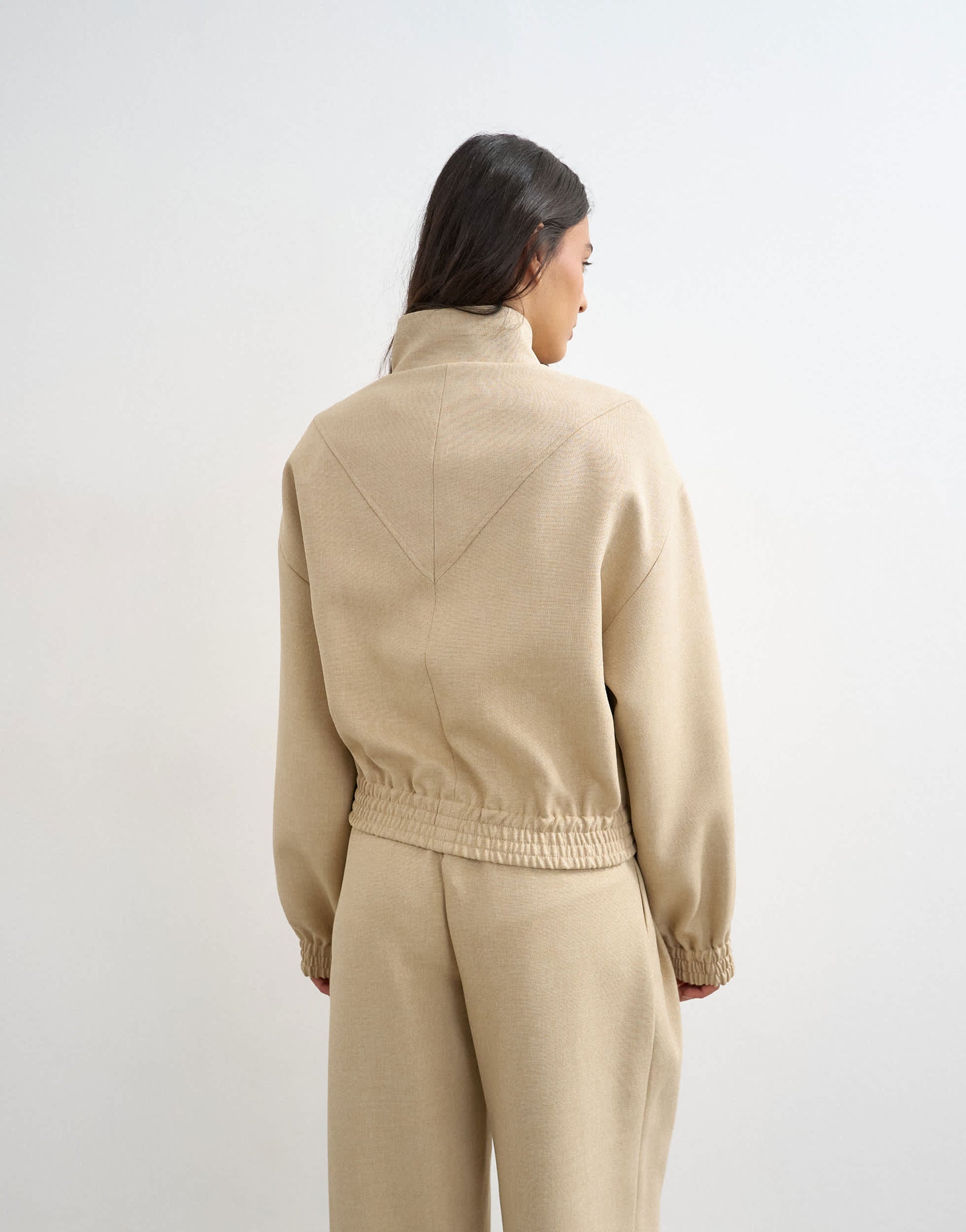 Topshop co ord funnel neck jacket in sand