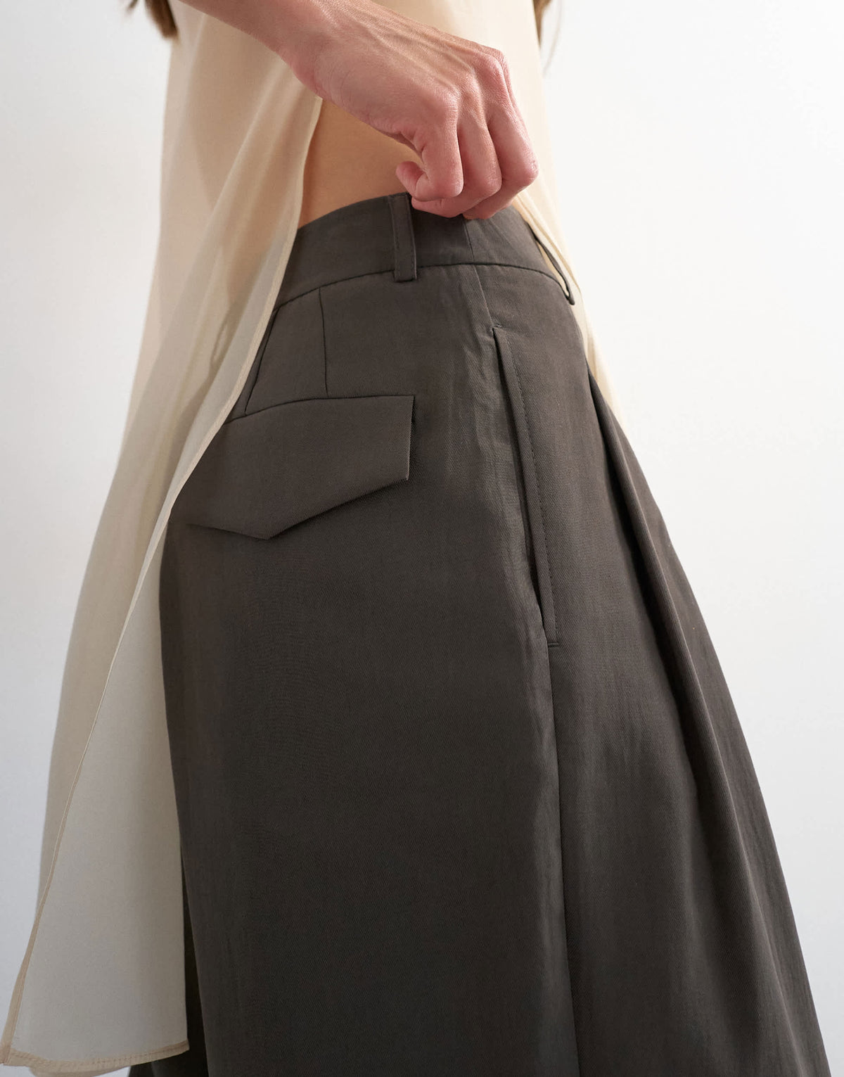 Topshop co ord pleated mid rise trouser in charcoal