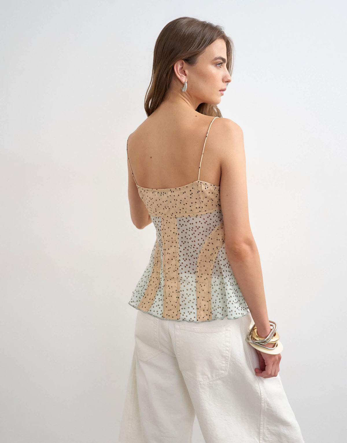 Topshop sheer seam detail cami top in spot