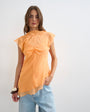 Topshop sheer drape neck top in rust