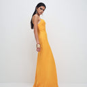 Topshop viscose satin low scoop flood length maxi slip dress in orange