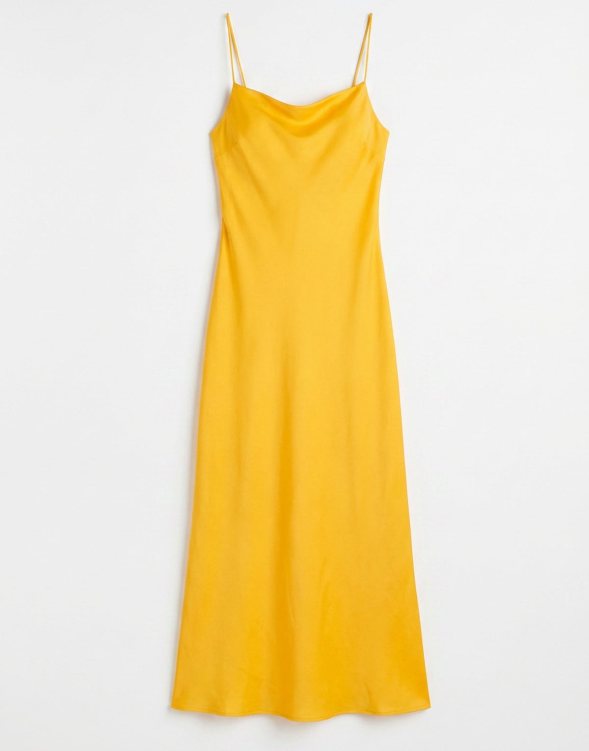 Topshop viscose satin low scoop flood length maxi slip dress in orange