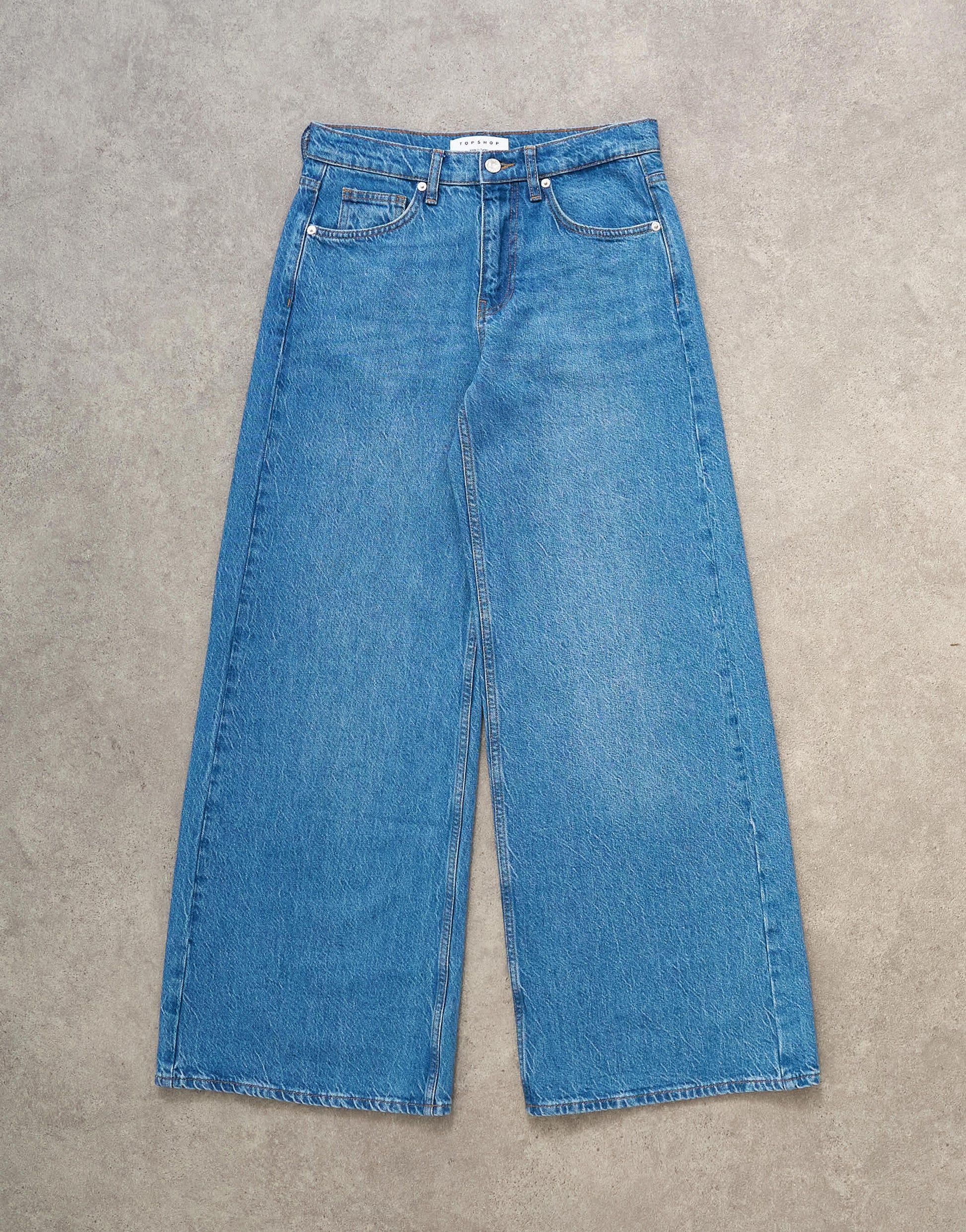Topshop Horizon mid rise wide leg jean in rich blue
