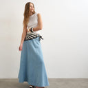 Topshop denim seamed circle skirt in bleach