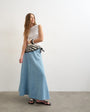 Topshop denim seamed circle skirt in bleach