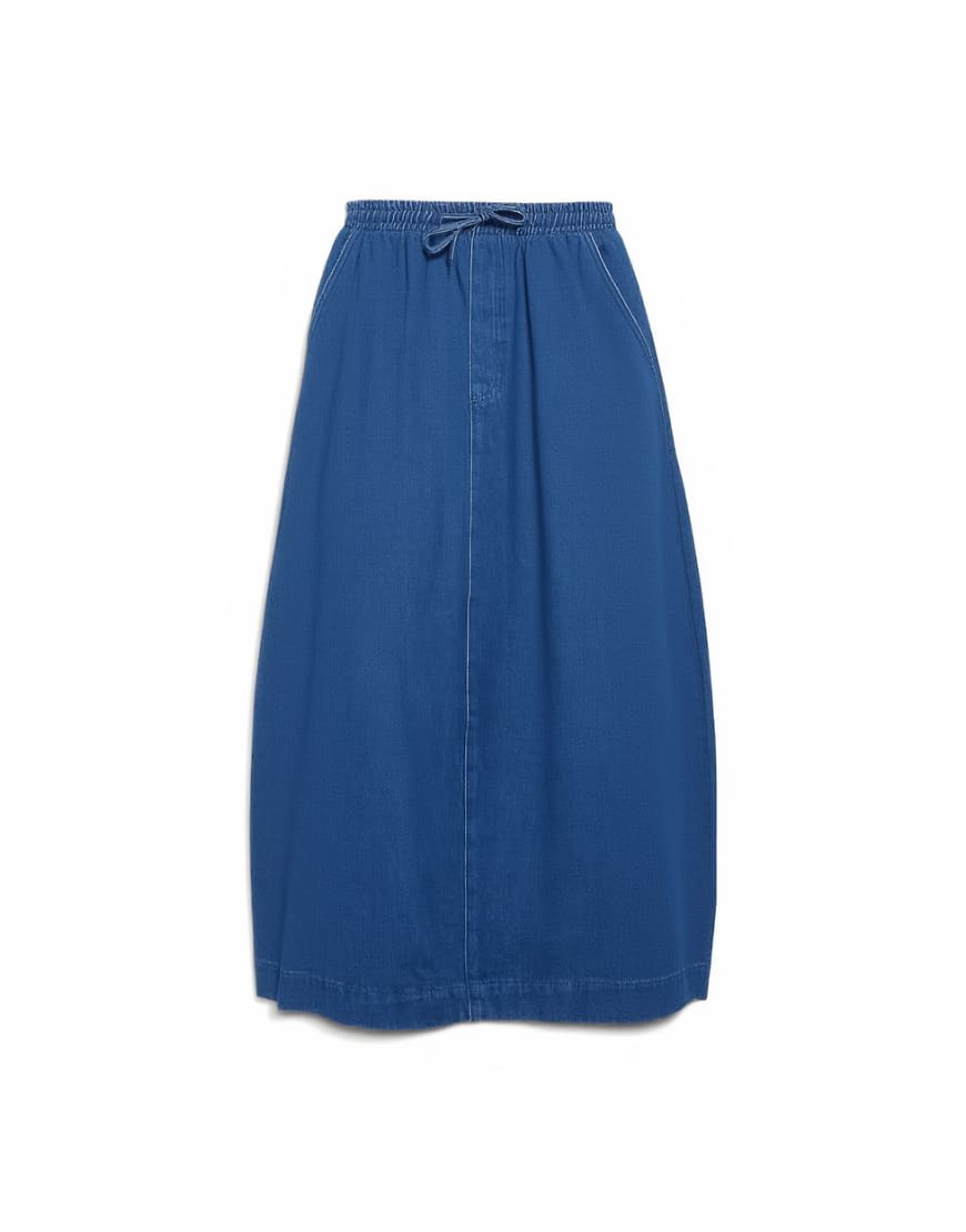 Topshop denim pull on barrel skirt in rich blue