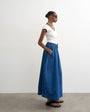 Topshop denim pull on barrel skirt in rich blue