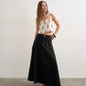 Topshop denim seamed circle skirt in washed black