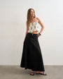 Topshop denim seamed circle skirt in washed black