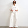 Topshop Horizon mid rise wide leg jean white