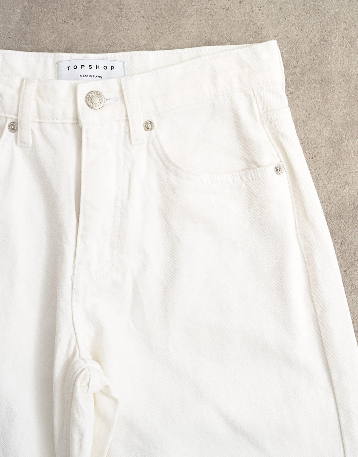 Topshop Horizon mid rise wide leg jean white