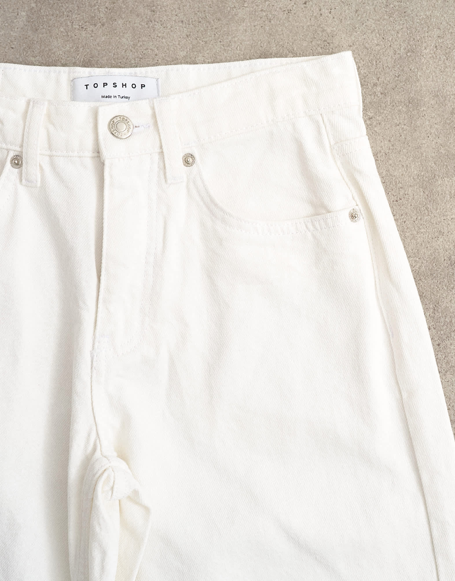 Topshop Horizon mid rise wide leg jean white