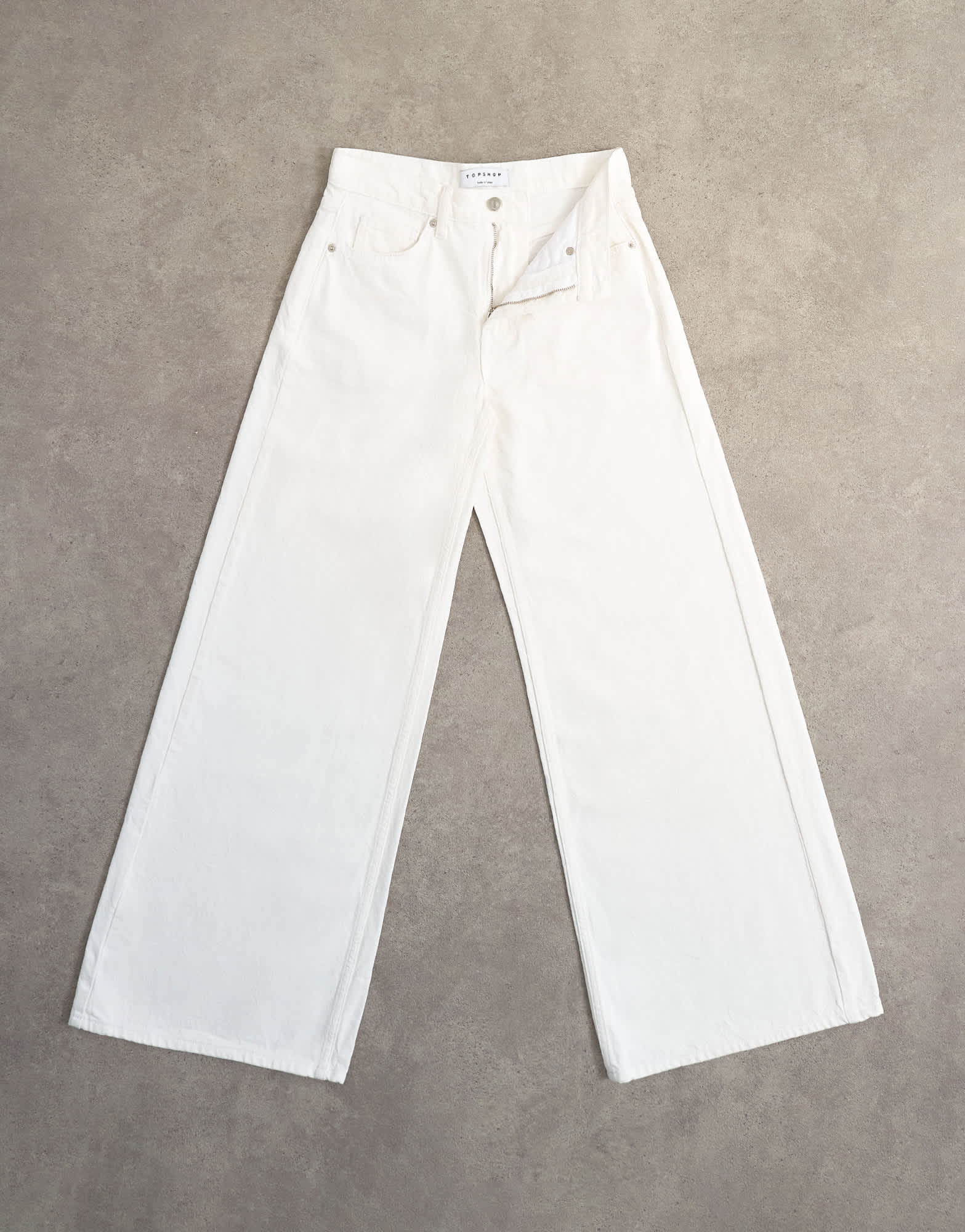 Topshop Horizon mid rise wide leg jean white