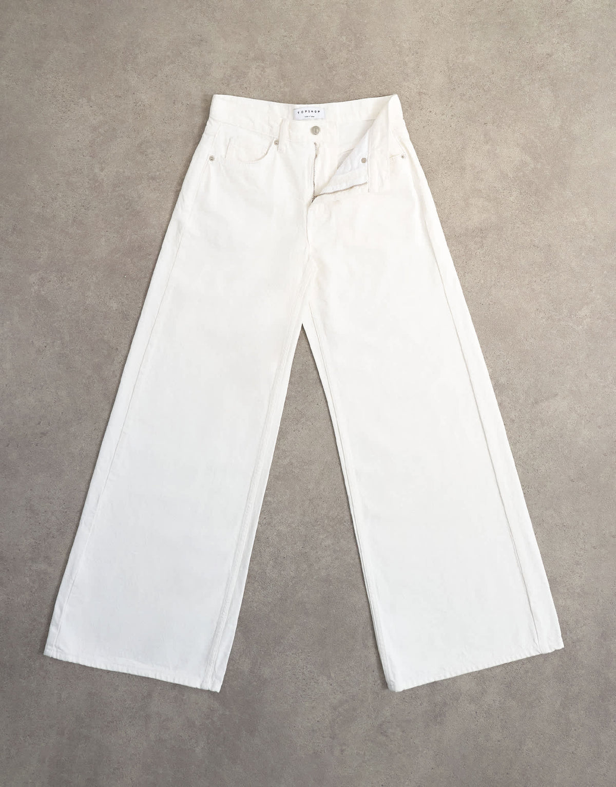 Topshop Horizon mid rise wide leg jean white