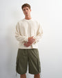 Topman relaxed fit crop pique waffle long sleeve t-shirt in ecru