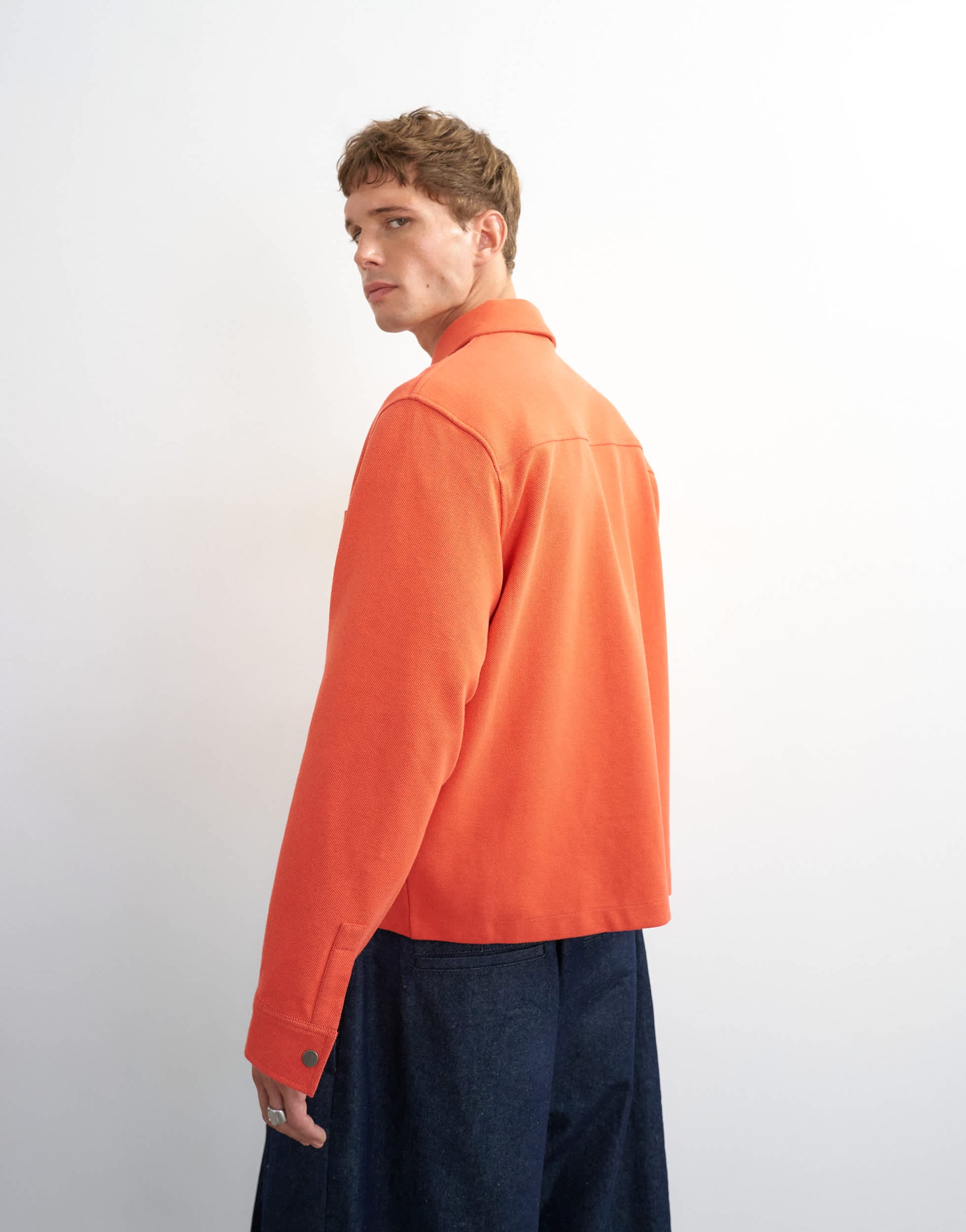 Topman boxy fit jersey shacket in coral