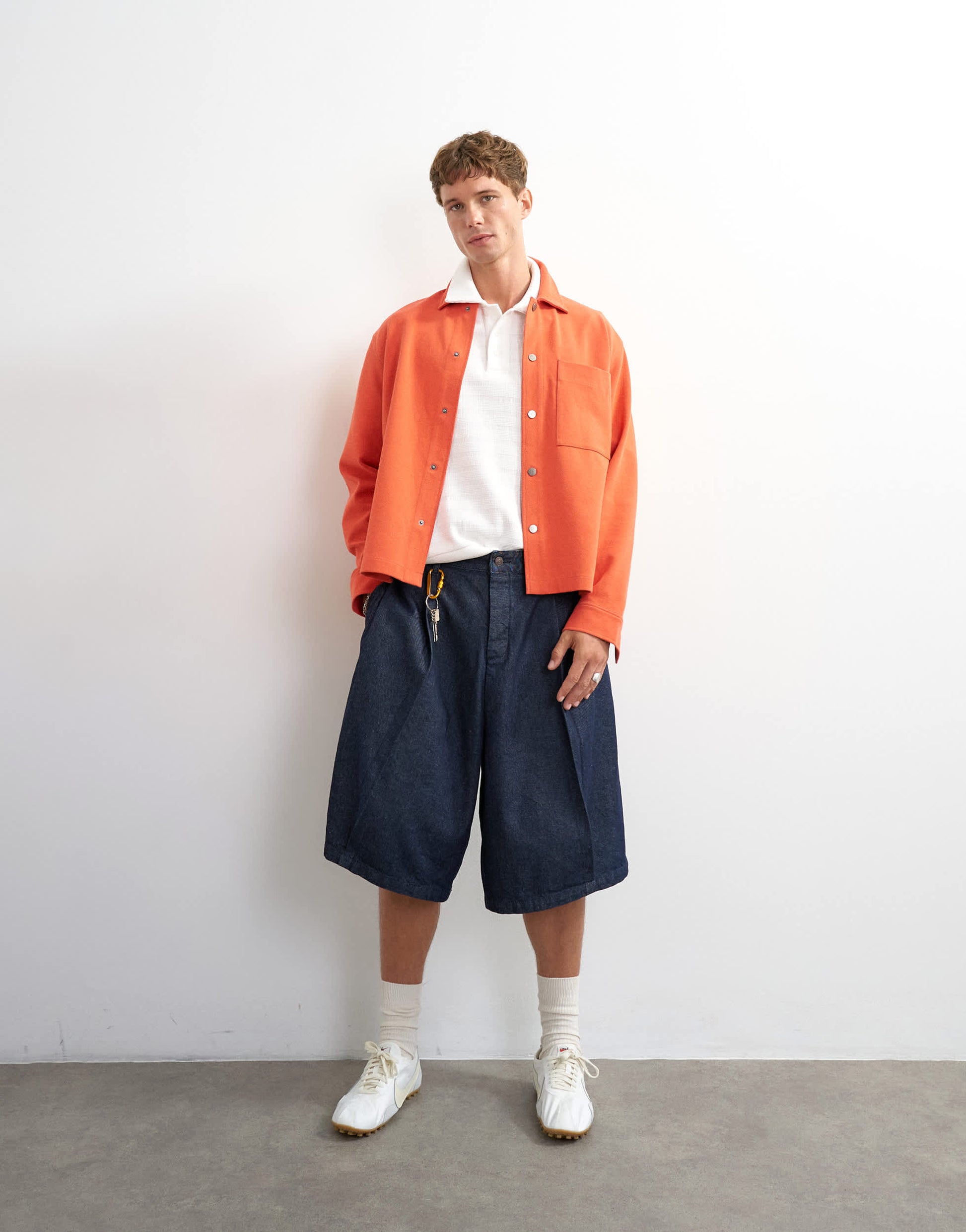 Topman boxy fit jersey shacket in coral