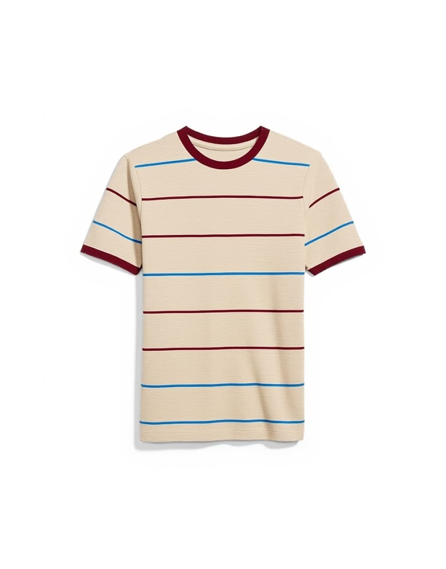 Topman classic fit striped t shirt in oatmeal