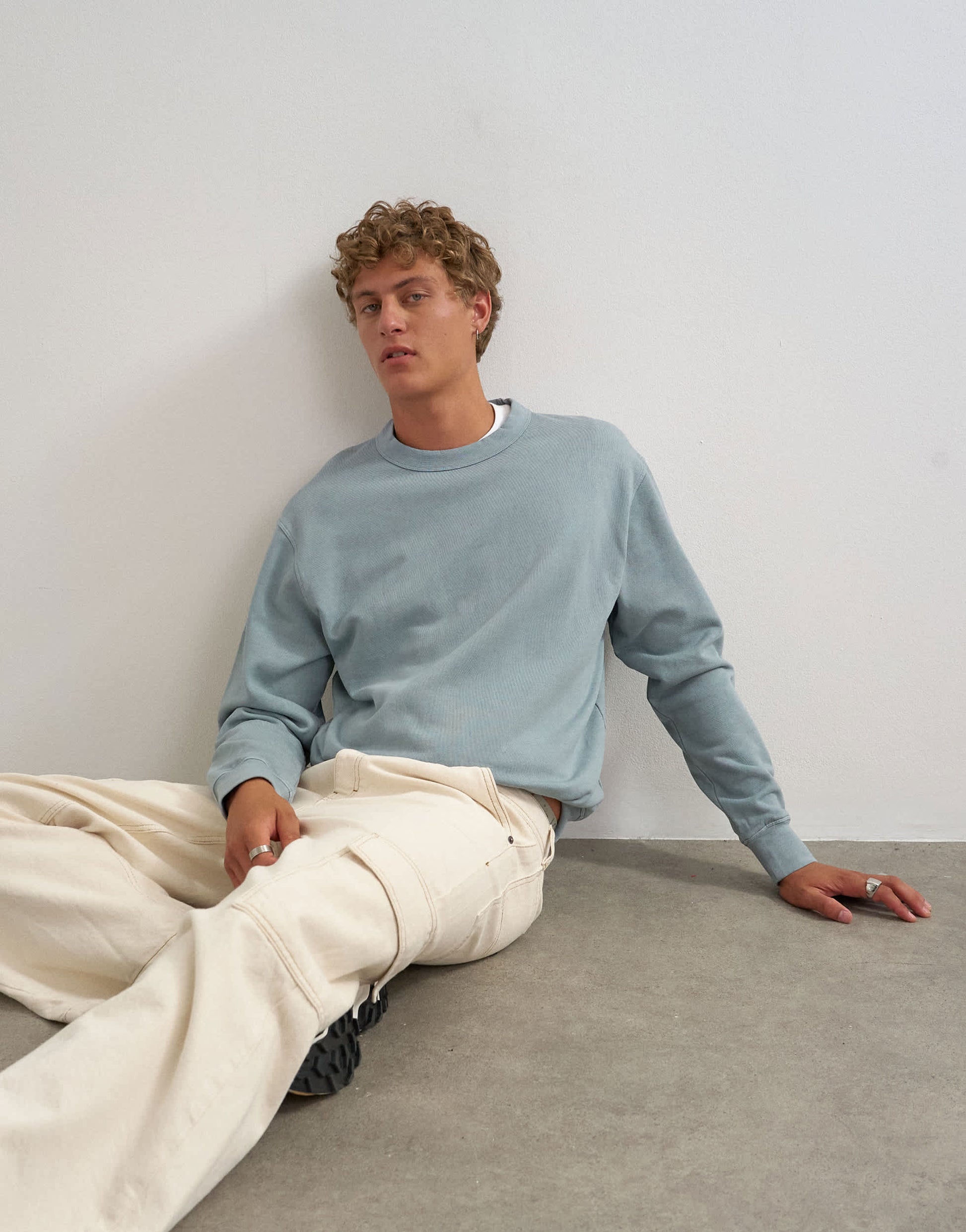 Topman relaxed fit sweatshirt in washed blue