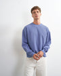 Topman relaxed fit crop pique waffle long sleeve t-shirt in french blue