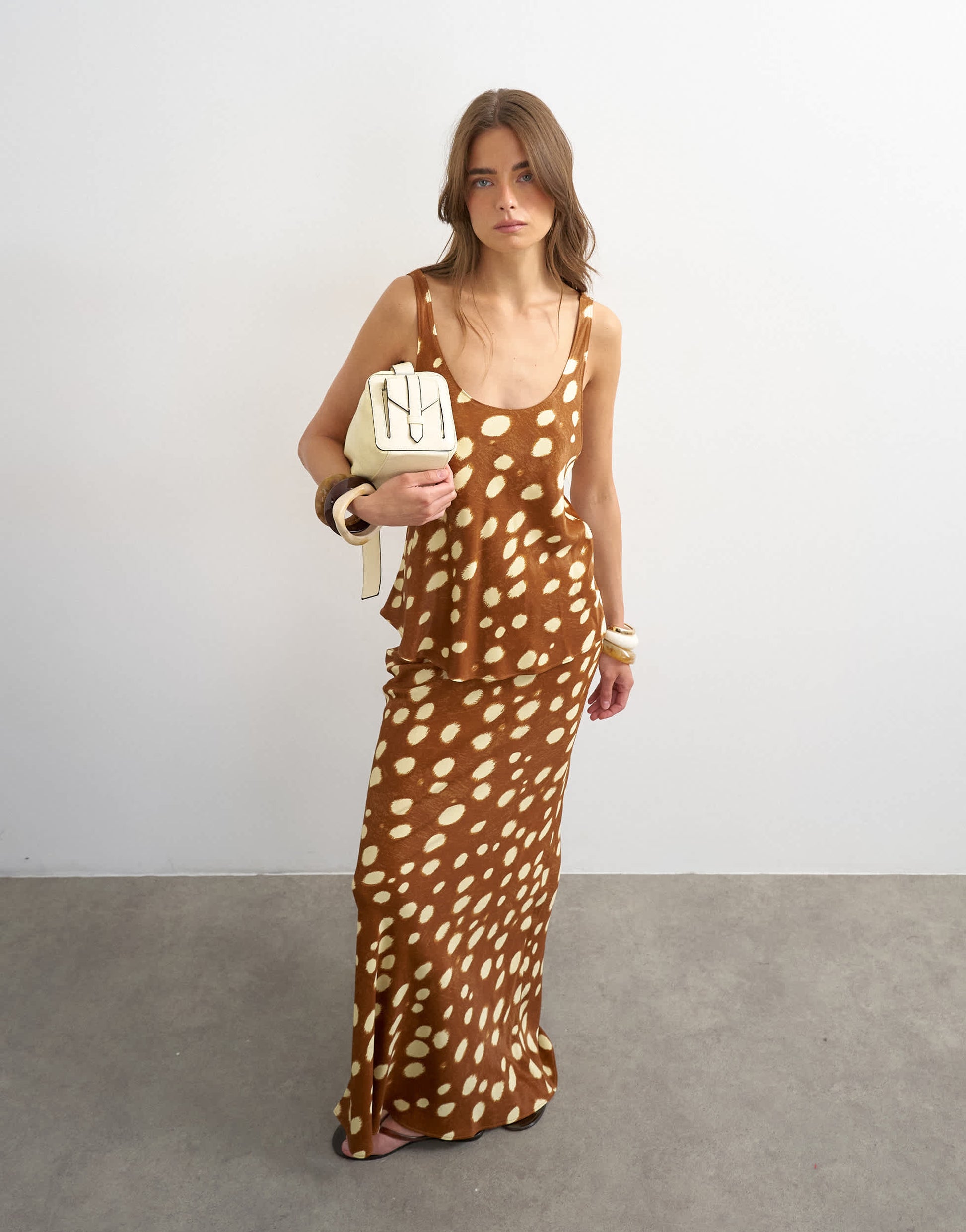 Topshop scoop neck cami top in deer print