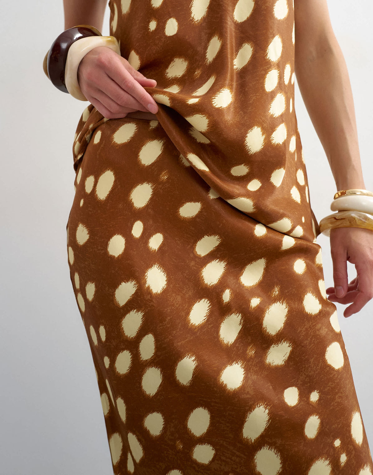 Topshop satin bias maxi skirt in deer print