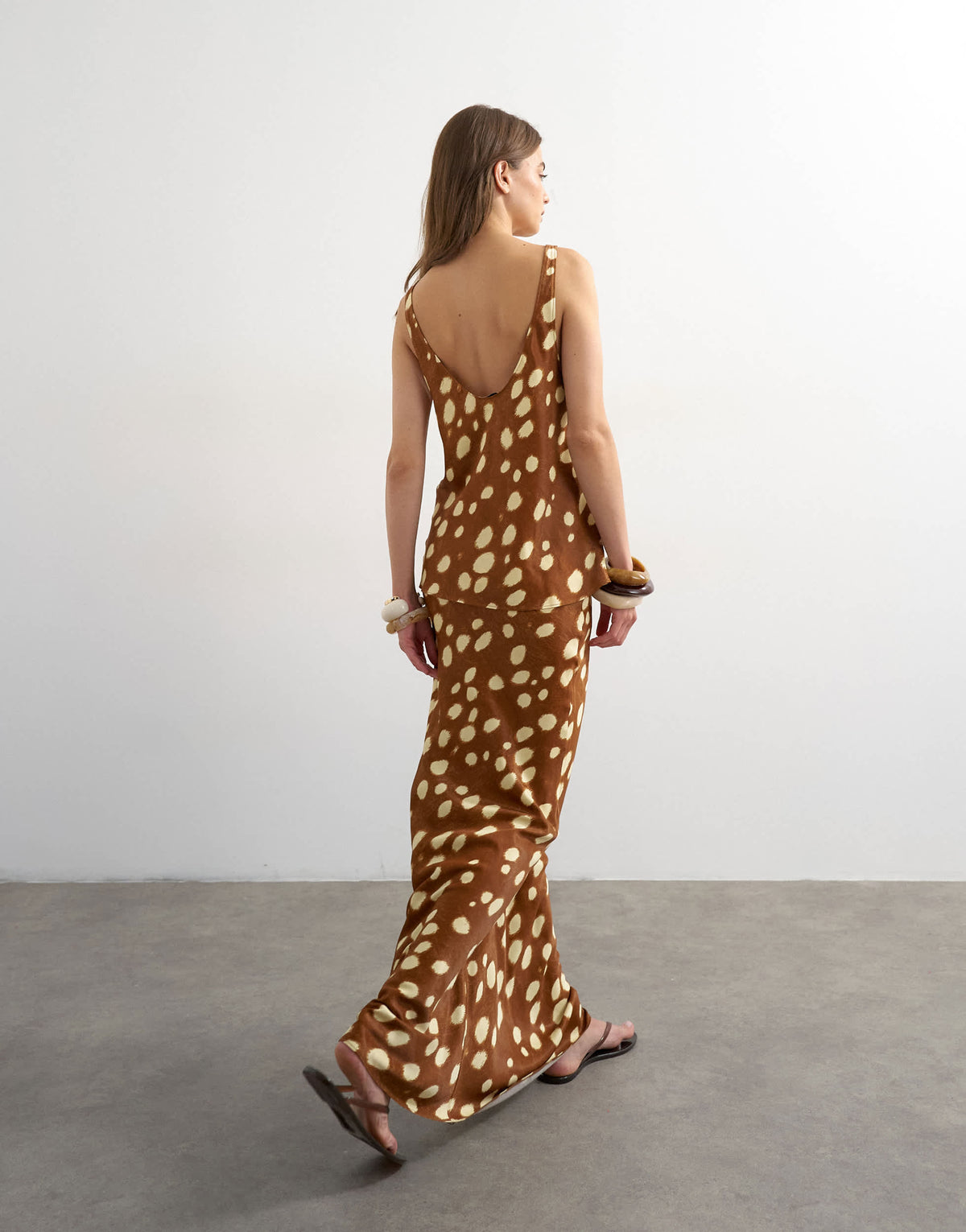 Topshop satin bias maxi skirt in deer print