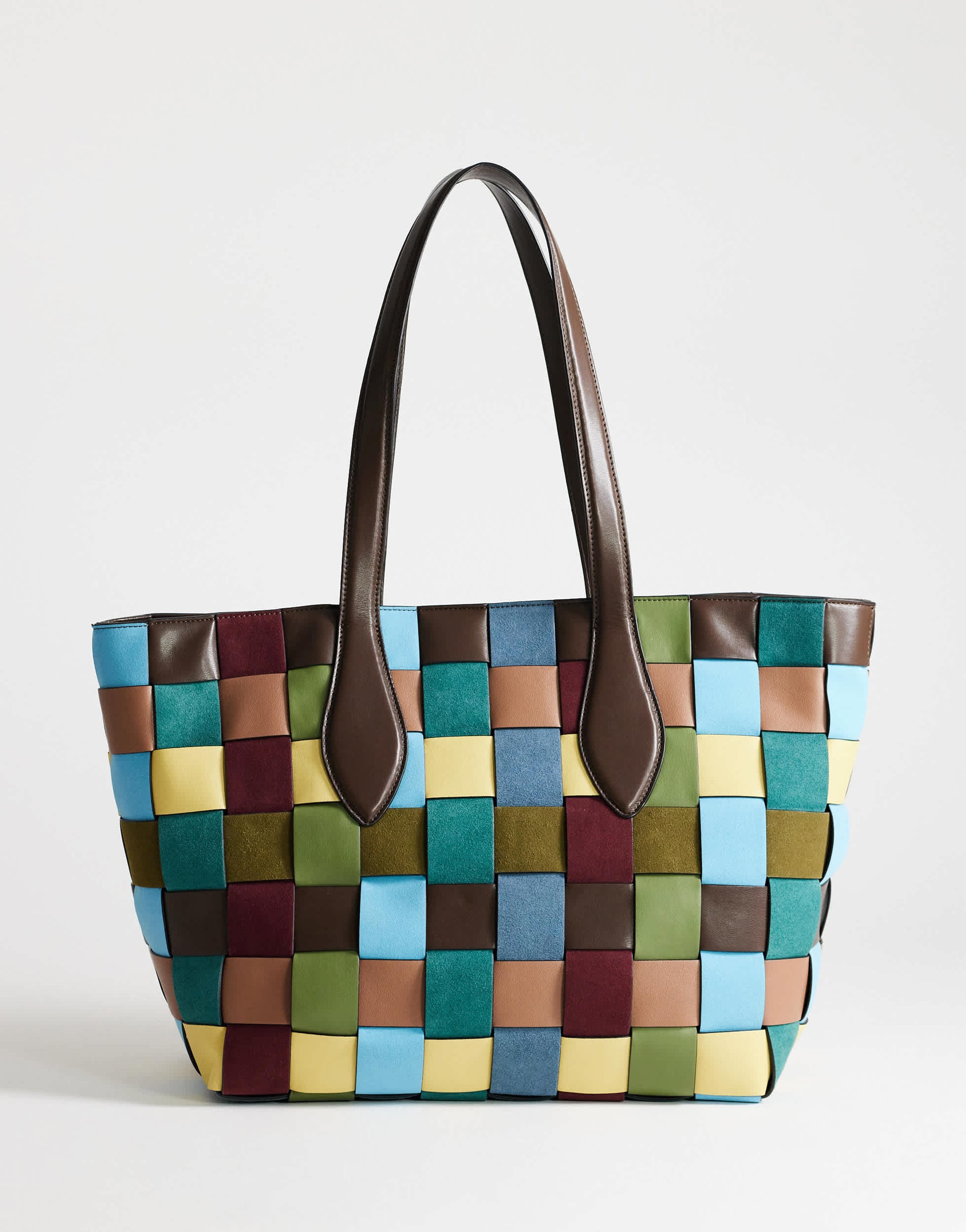 Topshop Myla large patchwork tote in blue