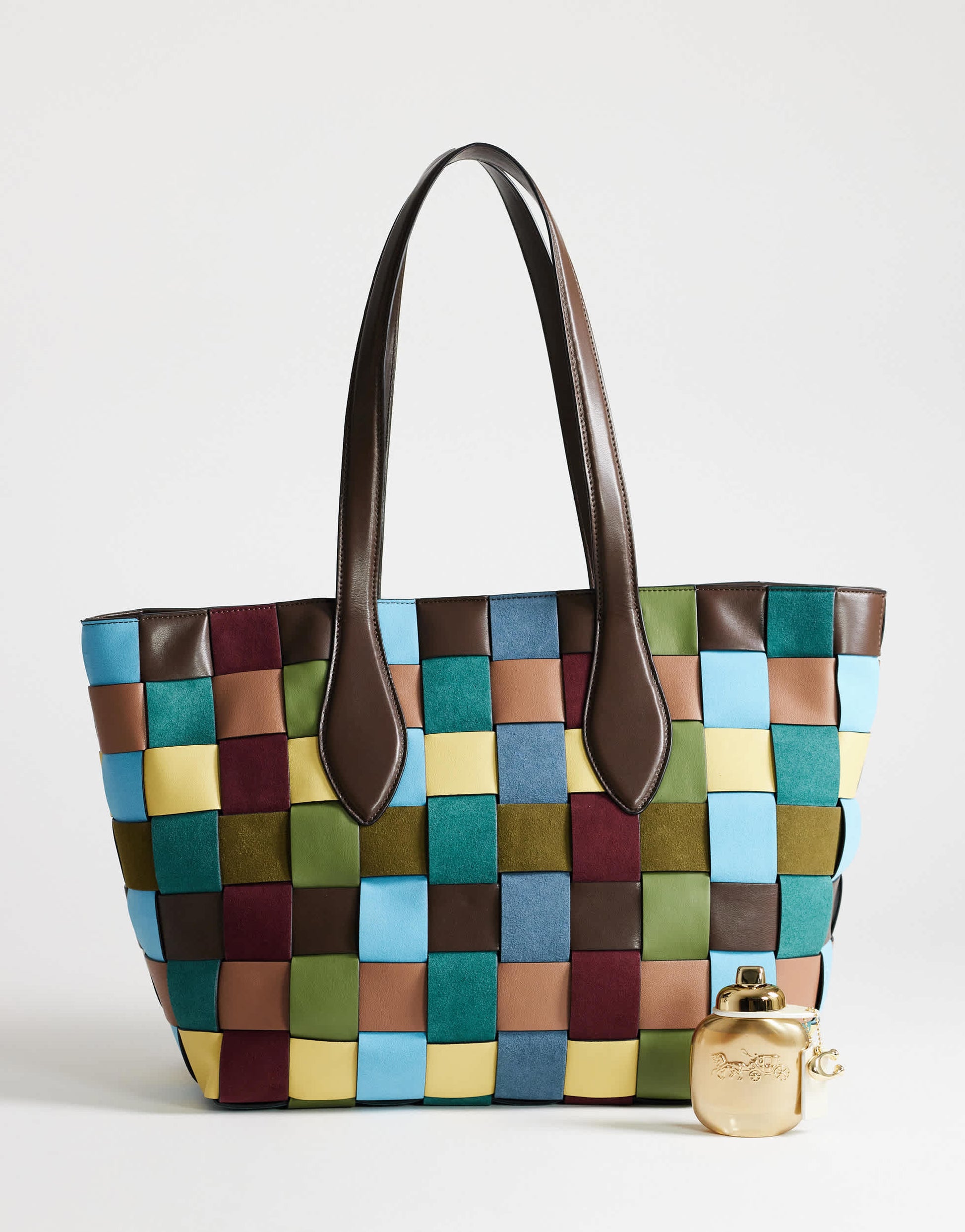 Topshop Myla large patchwork tote in blue