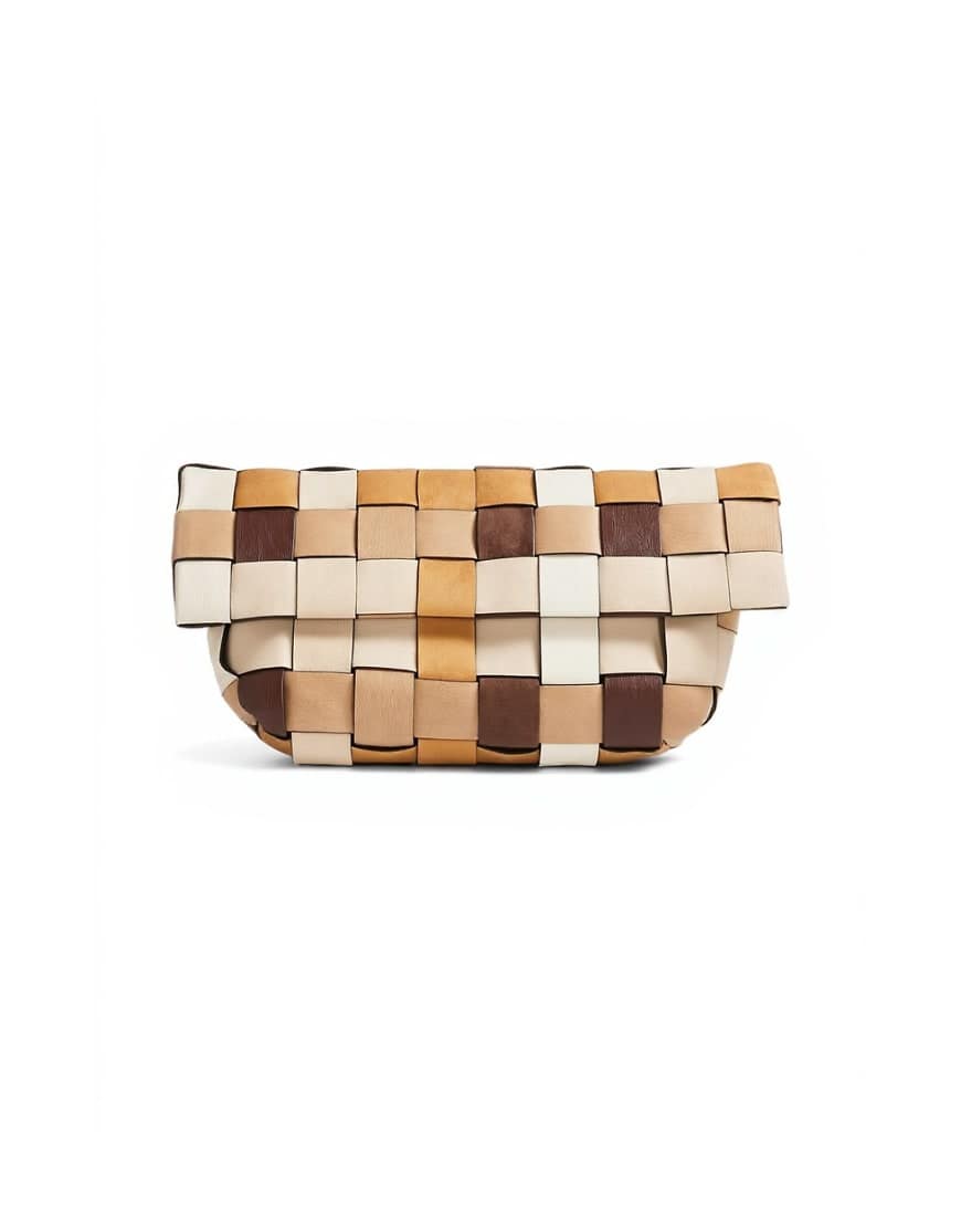 Topshop George oversized clutch bag in neutral weave mix