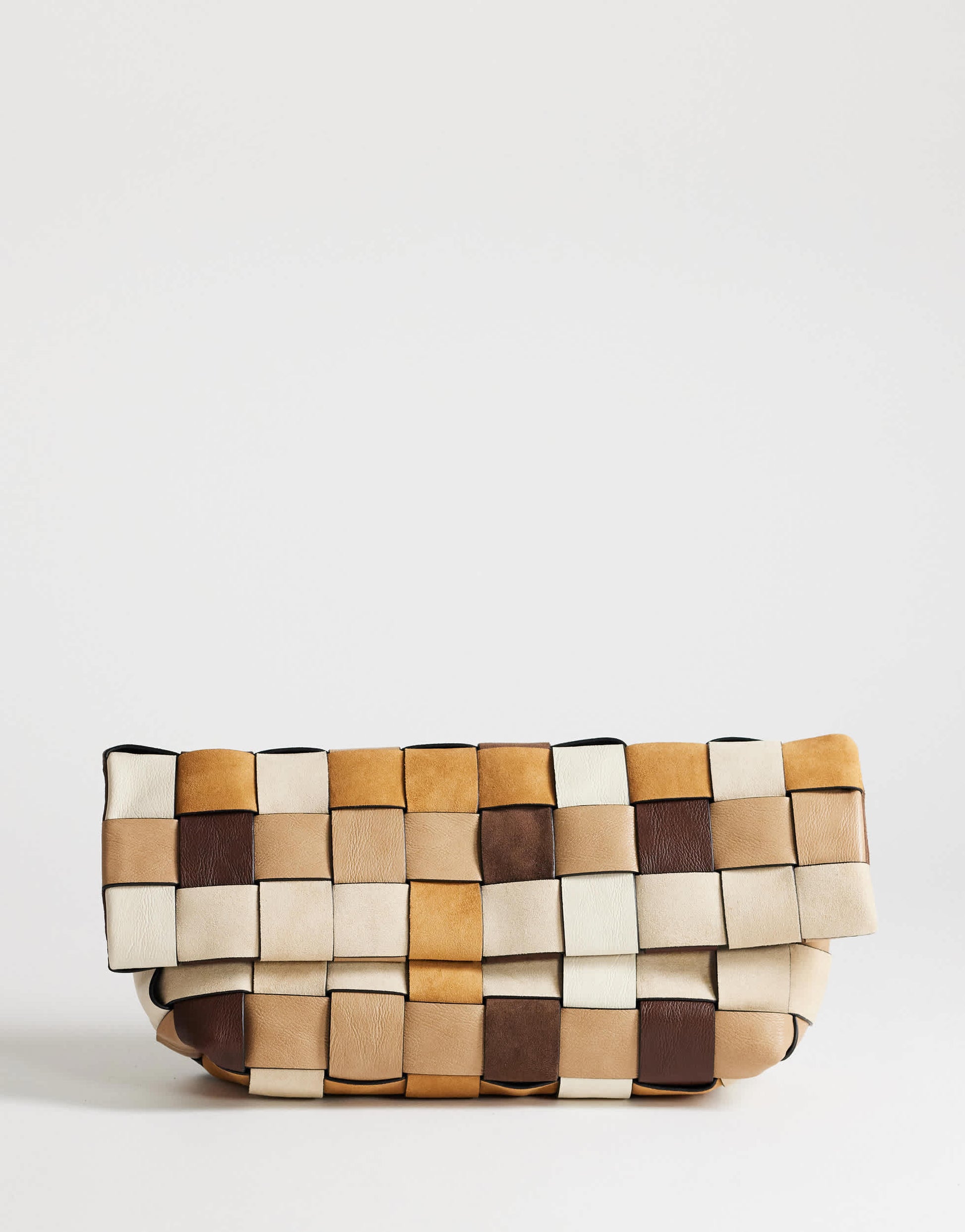 Topshop George oversized clutch bag in neutral weave mix