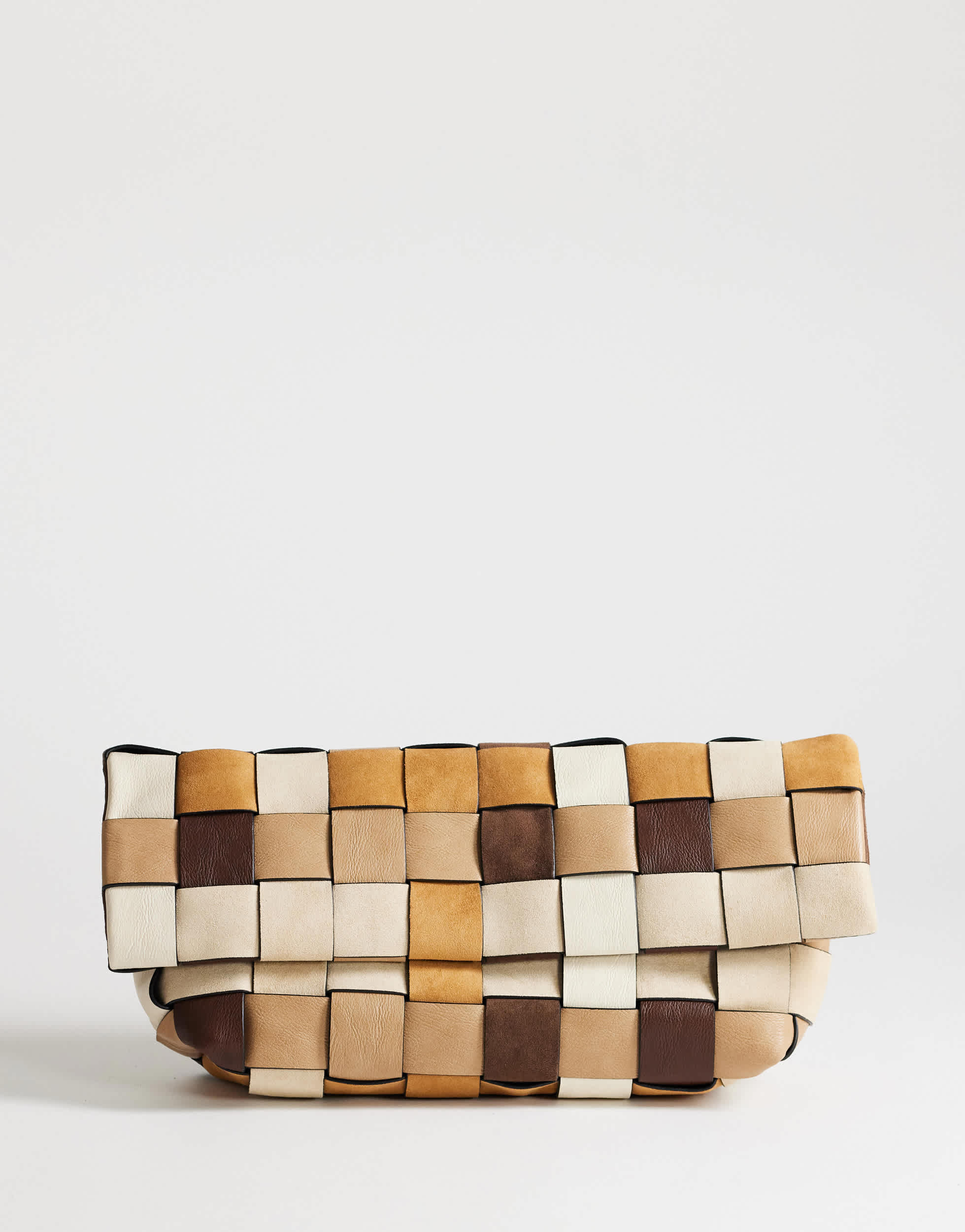 Topshop George oversized clutch bag in neutral weave mix